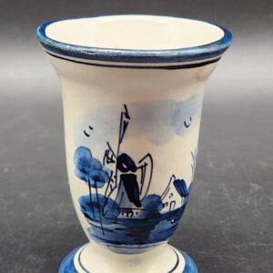 Vintage Delft Blue and White Handmade Egg Cup - Dutch Netherlands Traditional