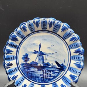 Vintage Delft Blue and White Handmade Plate - Dutch Netherlands Traditional
