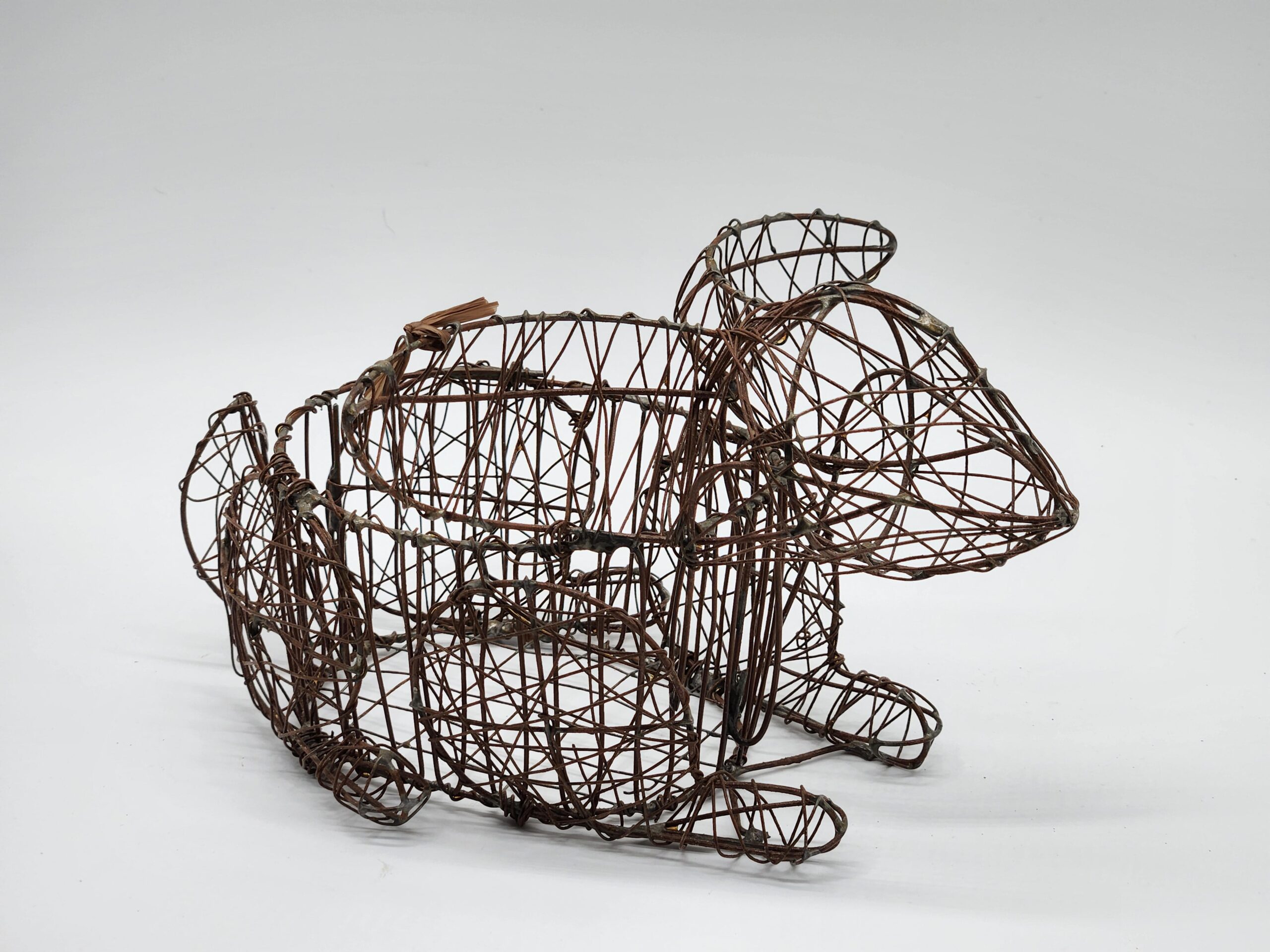 Handmade Wire Woven Bunny Rabbit Sculpture Easter Egg Baskets - Image 6