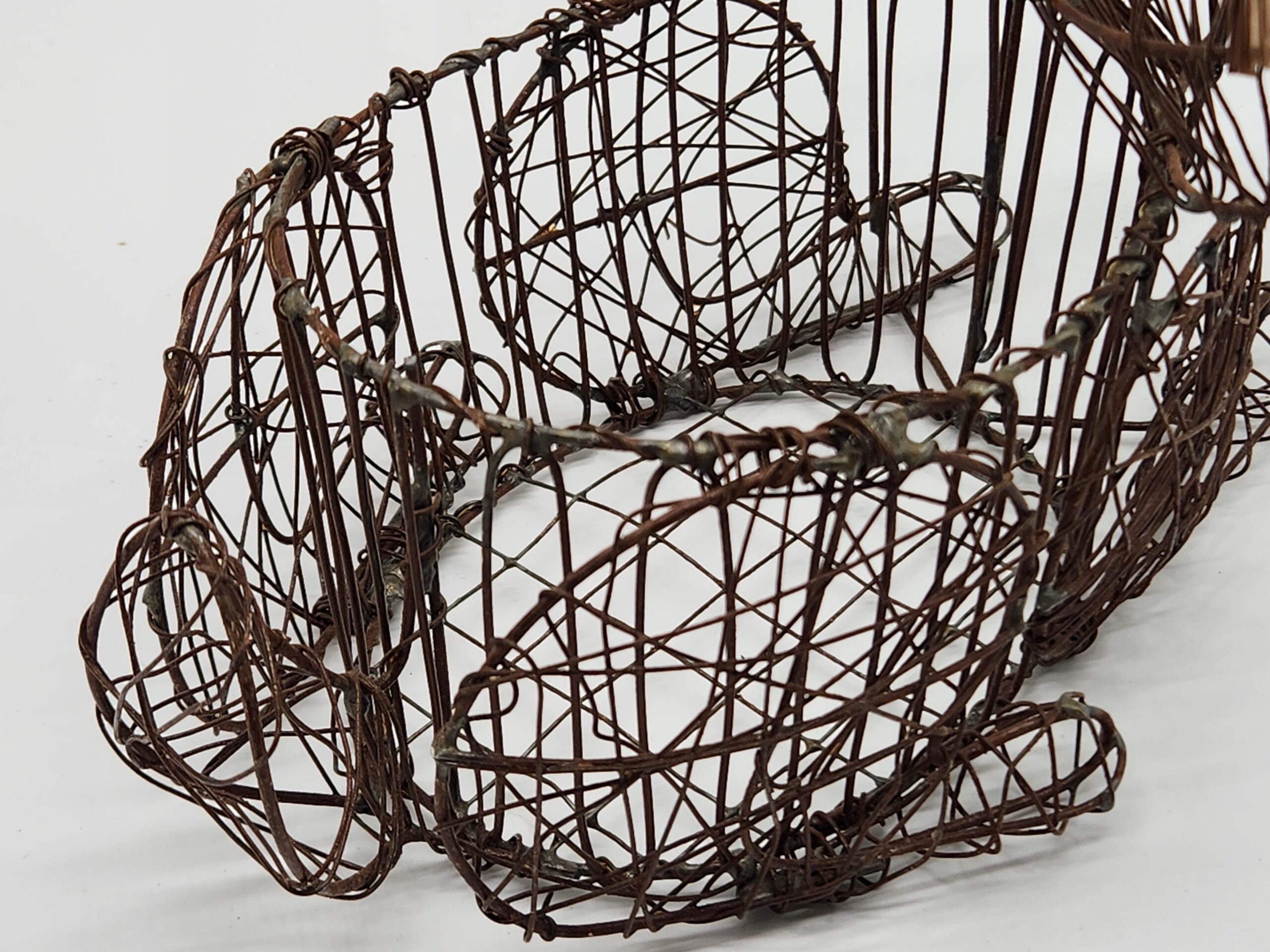 Handmade Wire Woven Bunny Rabbit Sculpture Easter Egg Baskets - Image 9