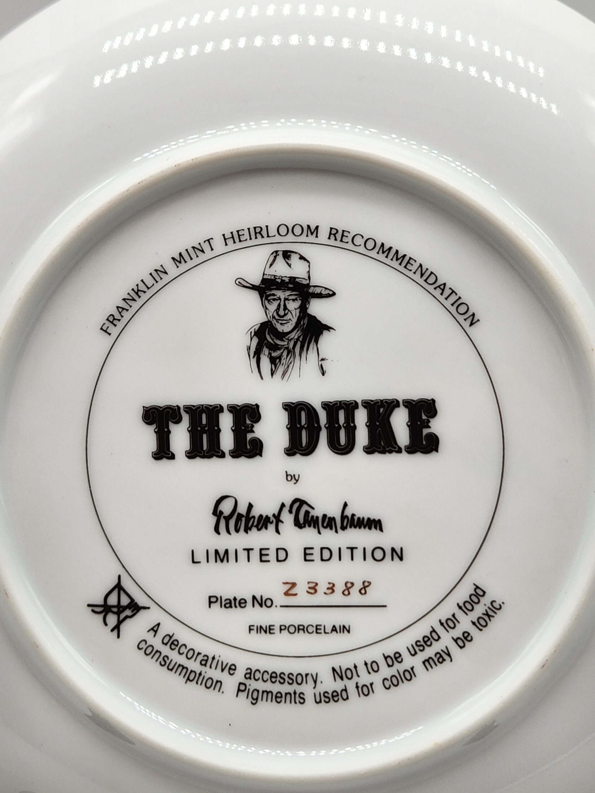 John Wayne "The Duke" Porcelain Numbered Collector's Plate - Image 5