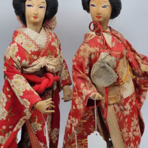Silk Japanese Handcrafted Geisha Dolls - Vintage Ningyo