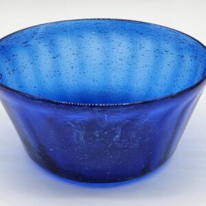 1940s Hand Blown Cobalt Blue Glass Fluted Desert Bowl - Trinket Dish - Succulent Planter