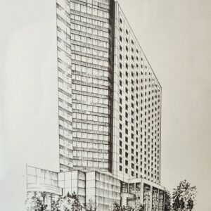 Limited Print of a Sketch of Double Tree Hotel in Downtown Atlanta, Georgia 15"x12"