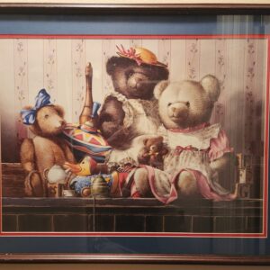 Michael J. Weber Framed & Matted Watercolor Print "TEDDY BEARS" 32 x 25