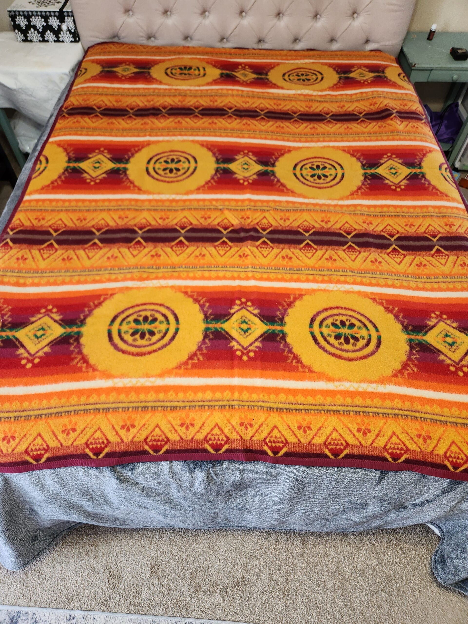 Soviet Russia (Ukraine) USSR Camel Hair Traditional Woven Blanket – Mid-Century - Image 2