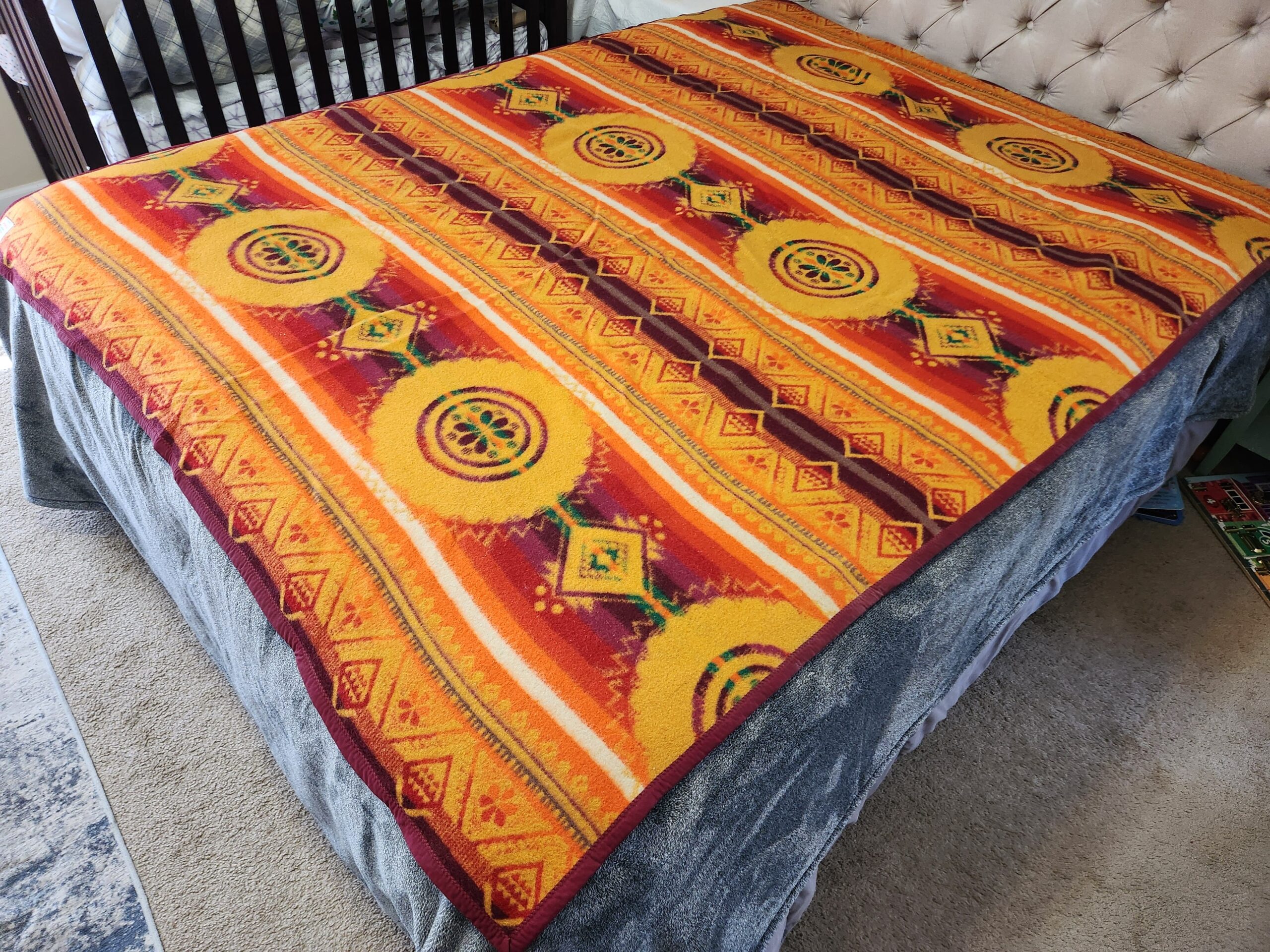 Soviet Russia (Ukraine) USSR Camel Hair Traditional Woven Blanket – Mid-Century - Image 4