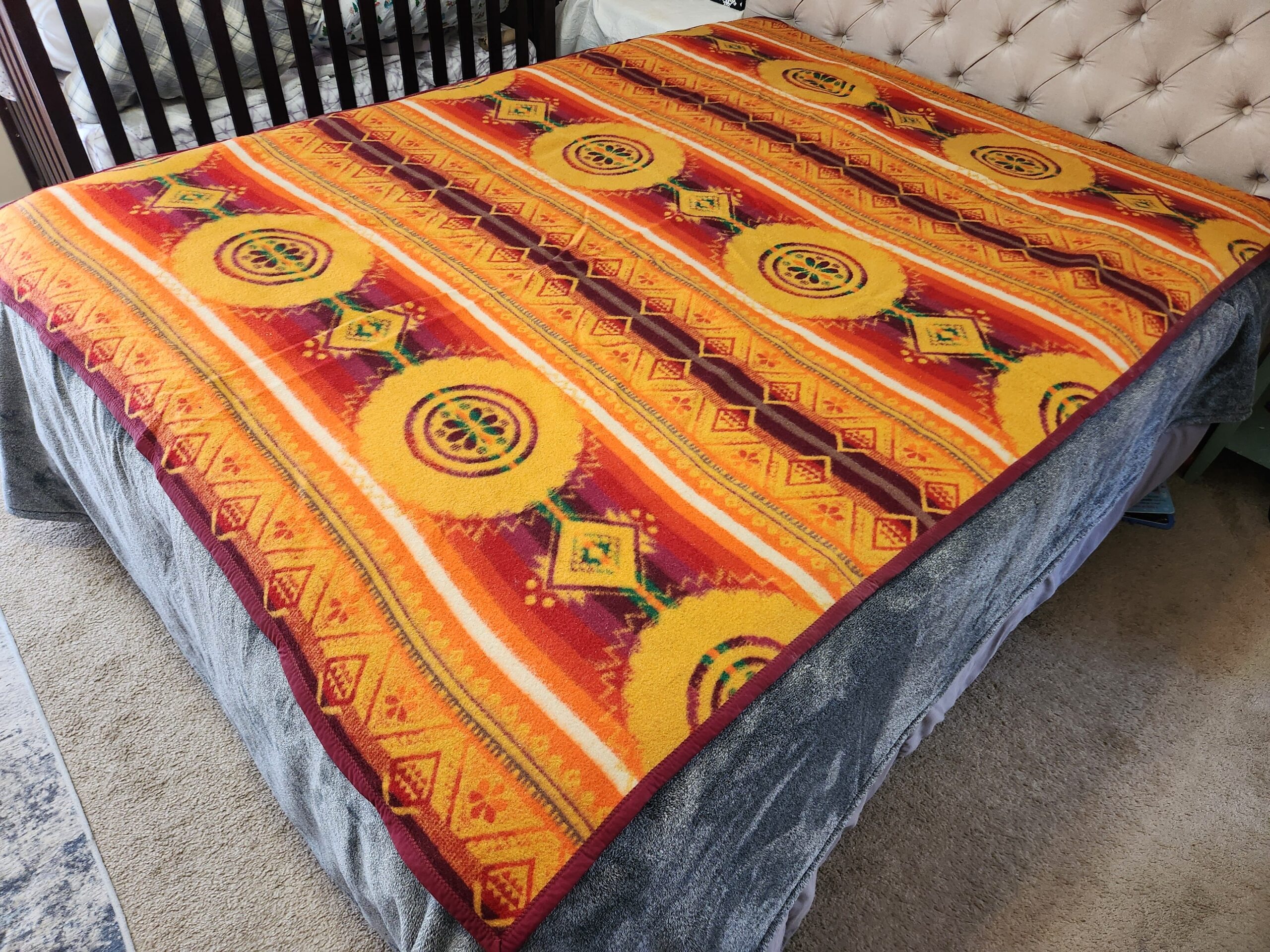 Soviet Russia (Ukraine) USSR Camel Hair Traditional Woven Blanket – Mid-Century - Image 5