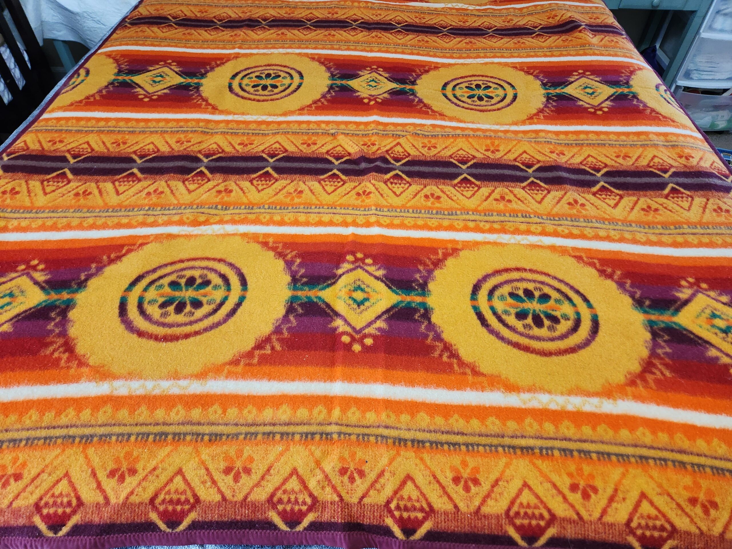 Soviet Russia (Ukraine) USSR Camel Hair Traditional Woven Blanket – Mid-Century
