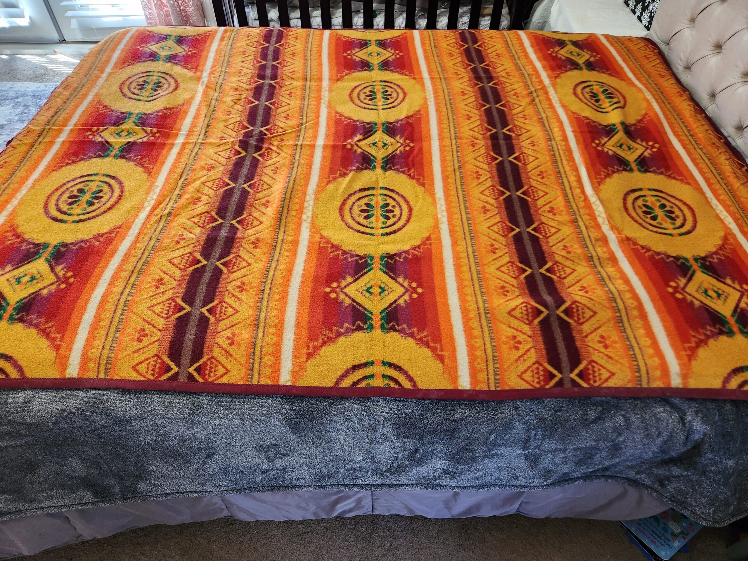 Soviet Russia (Ukraine) USSR Camel Hair Traditional Woven Blanket – Mid-Century - Image 6