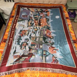 Department 56 Dickens' Village Christmas Throw Blanket / Tapestry