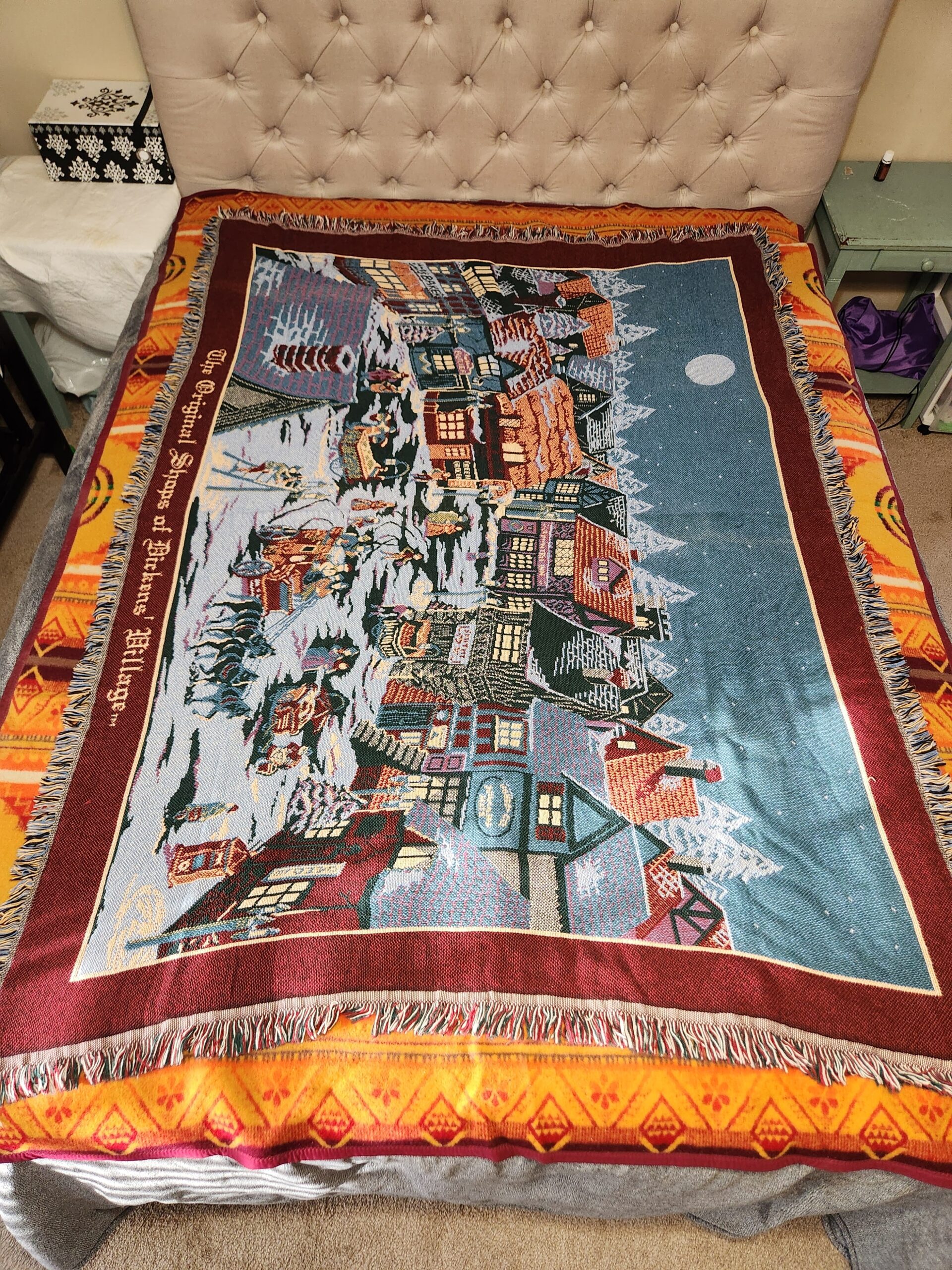 Department 56 Dickens' Village Christmas Throw Blanket / Tapestry
