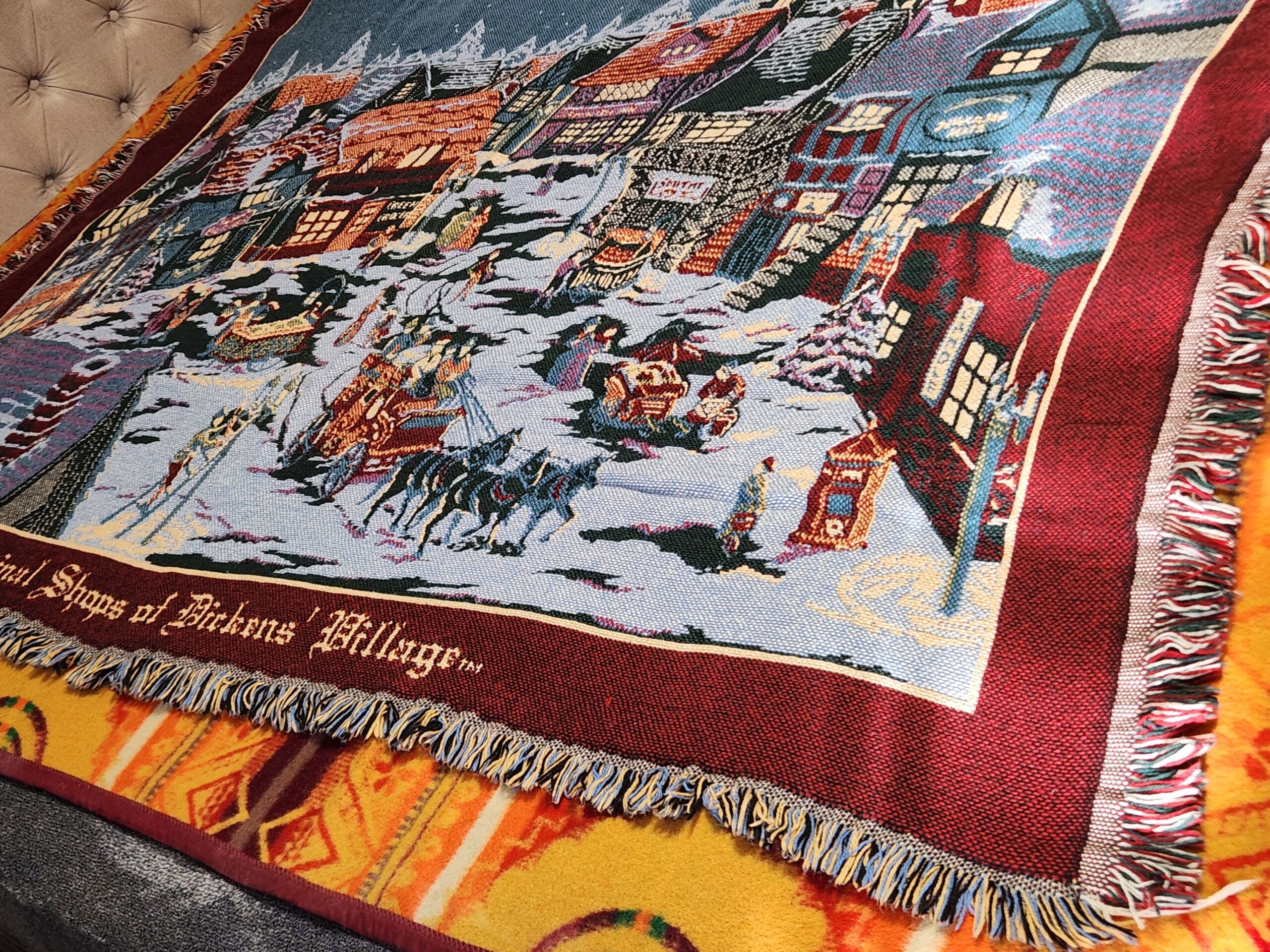 Department 56 Dickens' Village Christmas Throw Blanket / Tapestry - Image 3