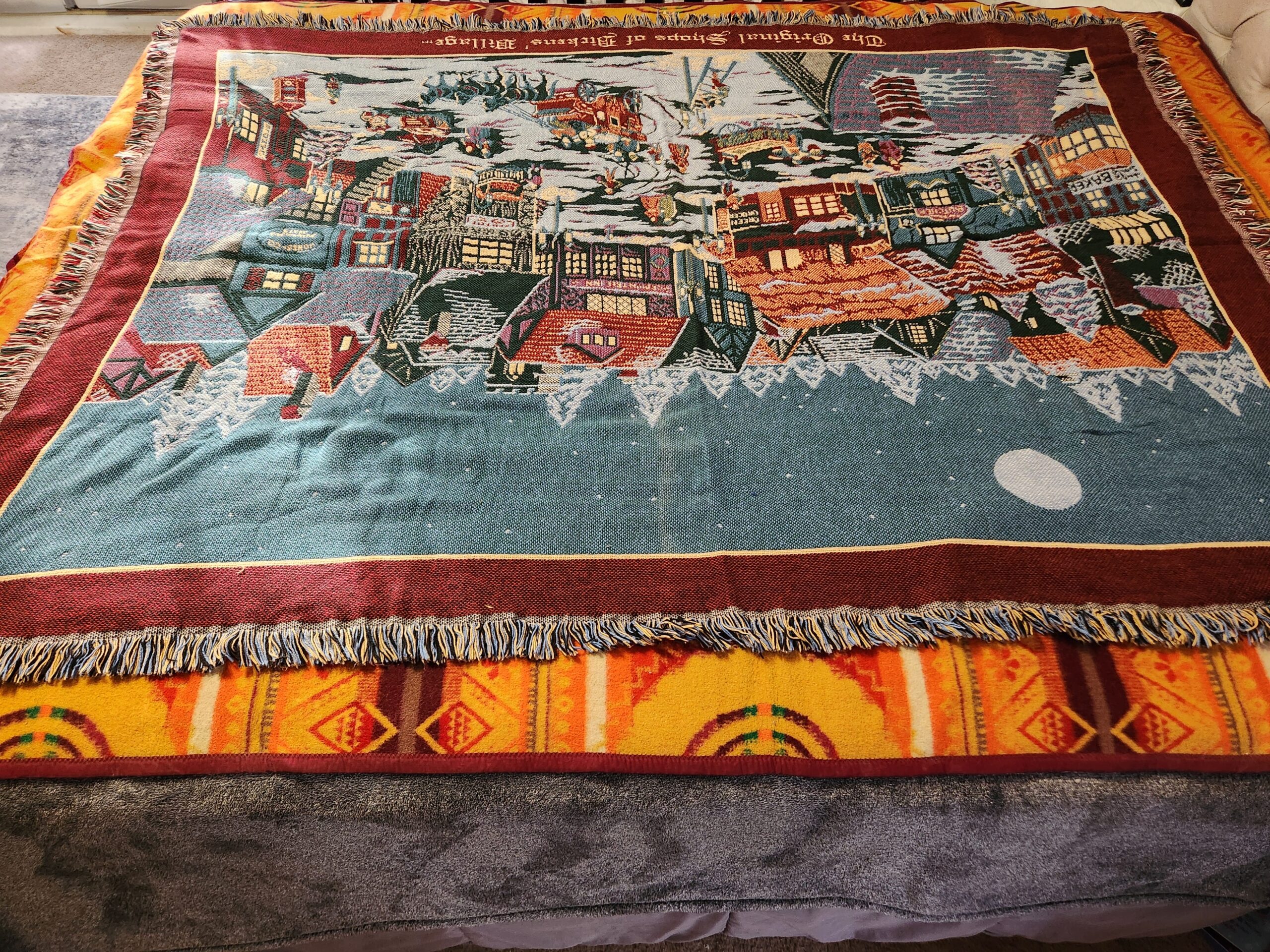 Department 56 Dickens' Village Christmas Throw Blanket / Tapestry - Image 5