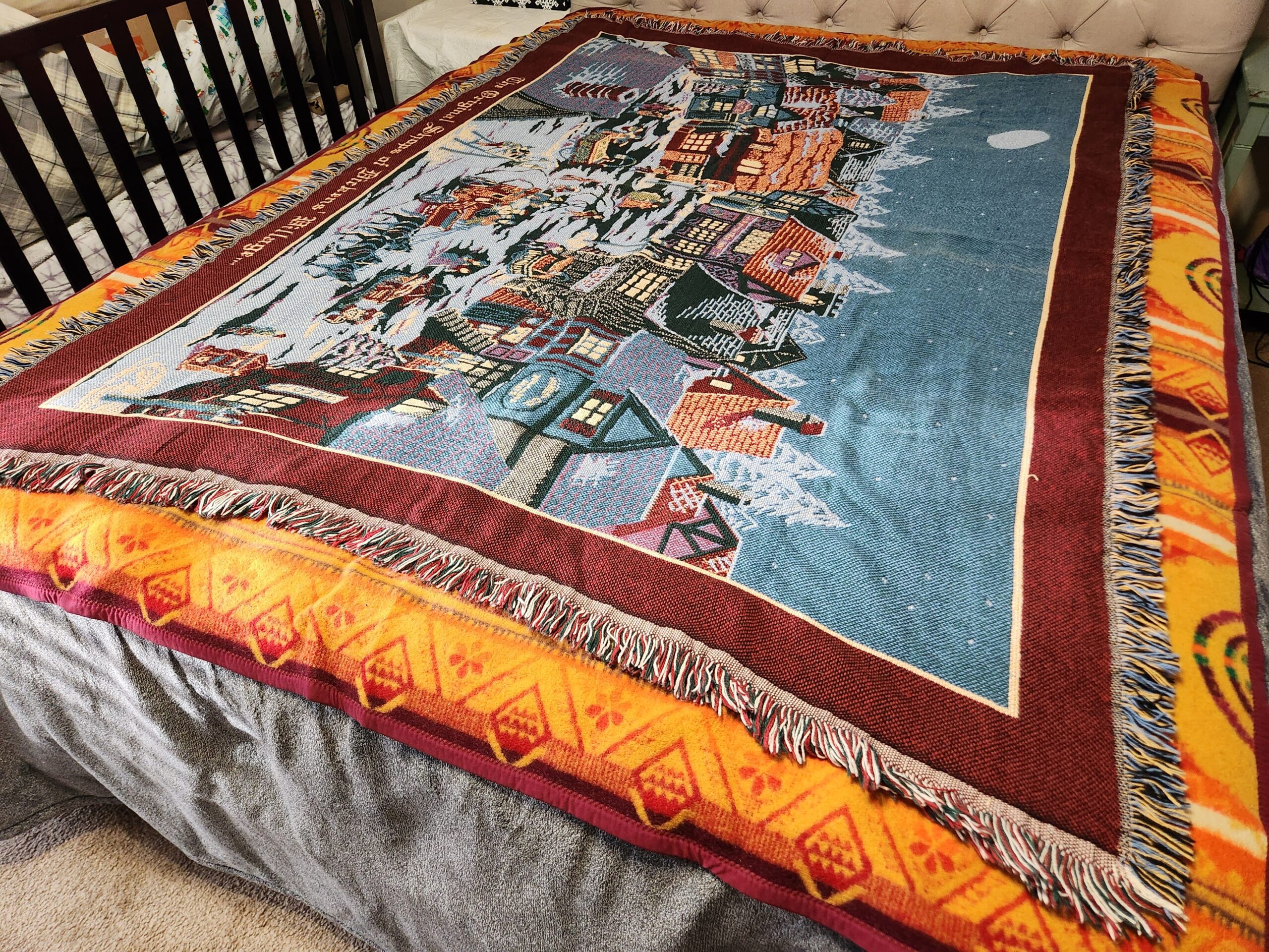 Department 56 Dickens' Village Christmas Throw Blanket / Tapestry - Image 6