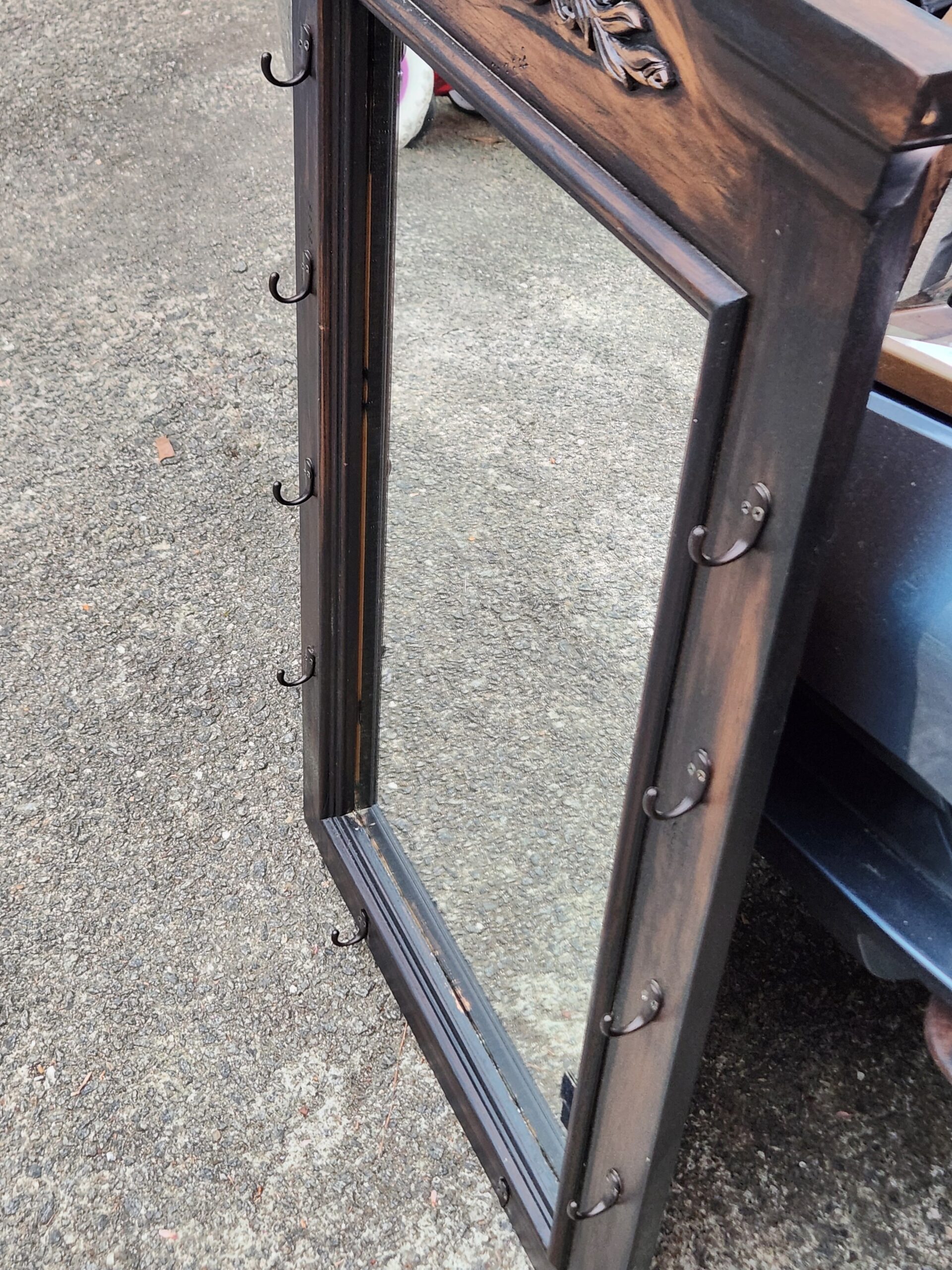 Traditional Early American Style Mirror With Coat Hooks 30" x 47" - Image 4