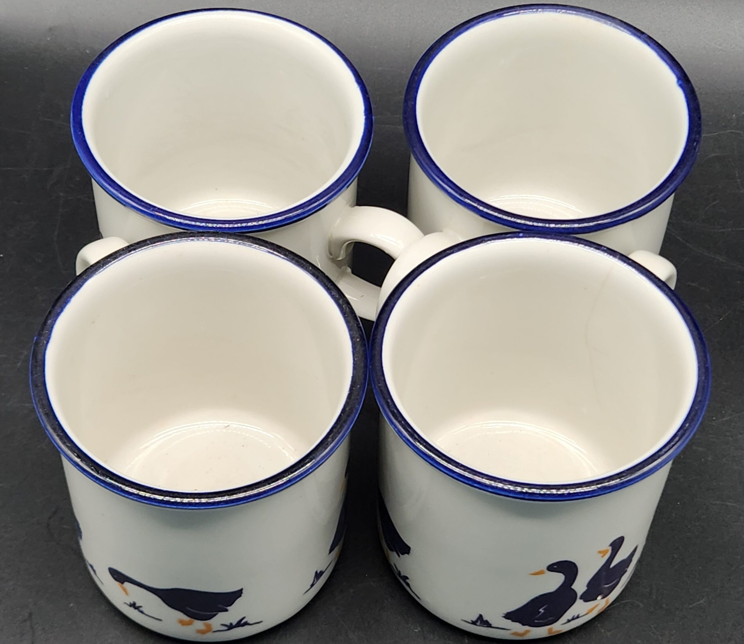 CIPA Porcellana Italy Vintage 1980s White Cobalt Blue Geese Mugs Set Of 4 - Image 6