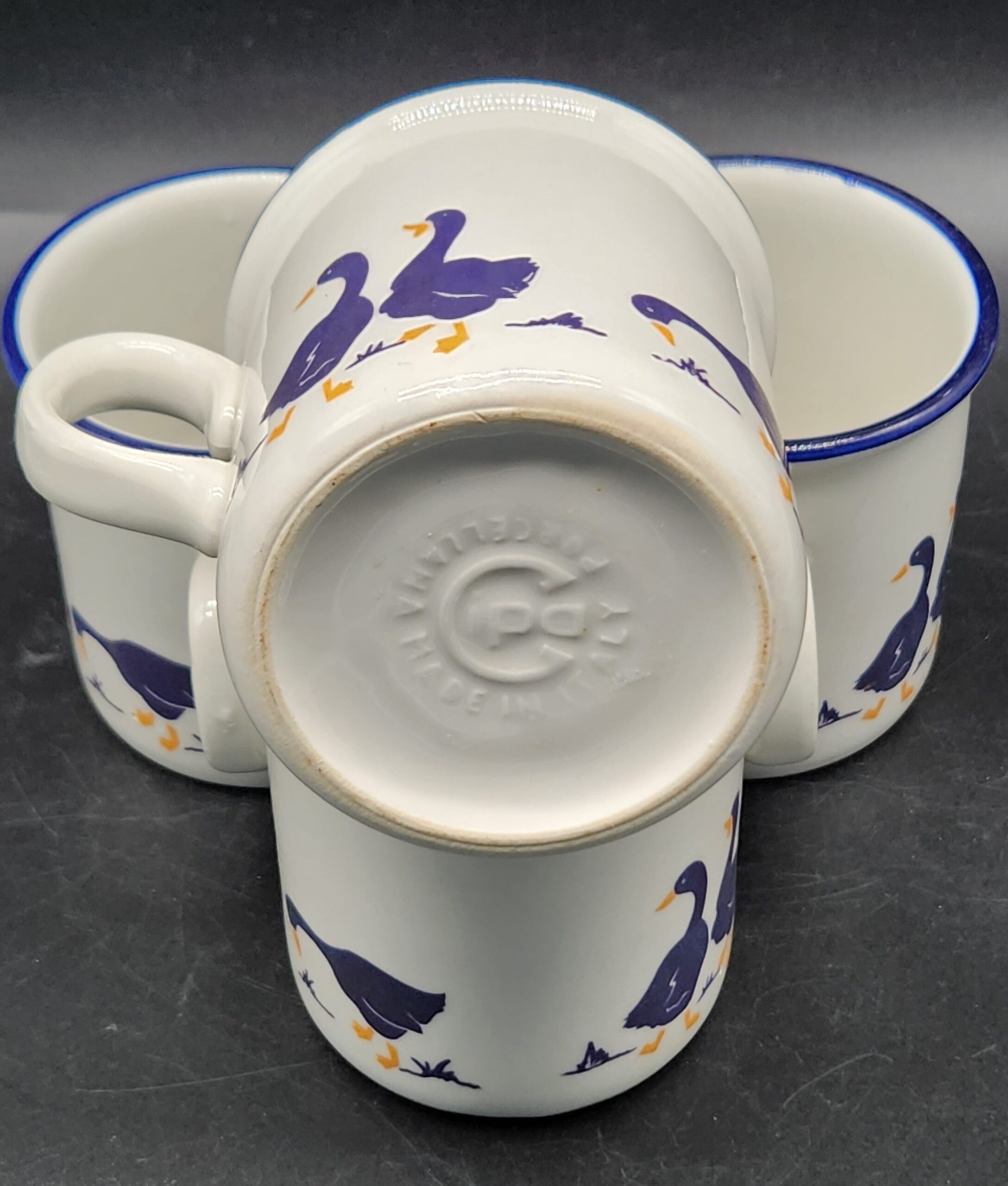 CIPA Porcellana Italy Vintage 1980s White Cobalt Blue Geese Mugs Set Of 4 - Image 7