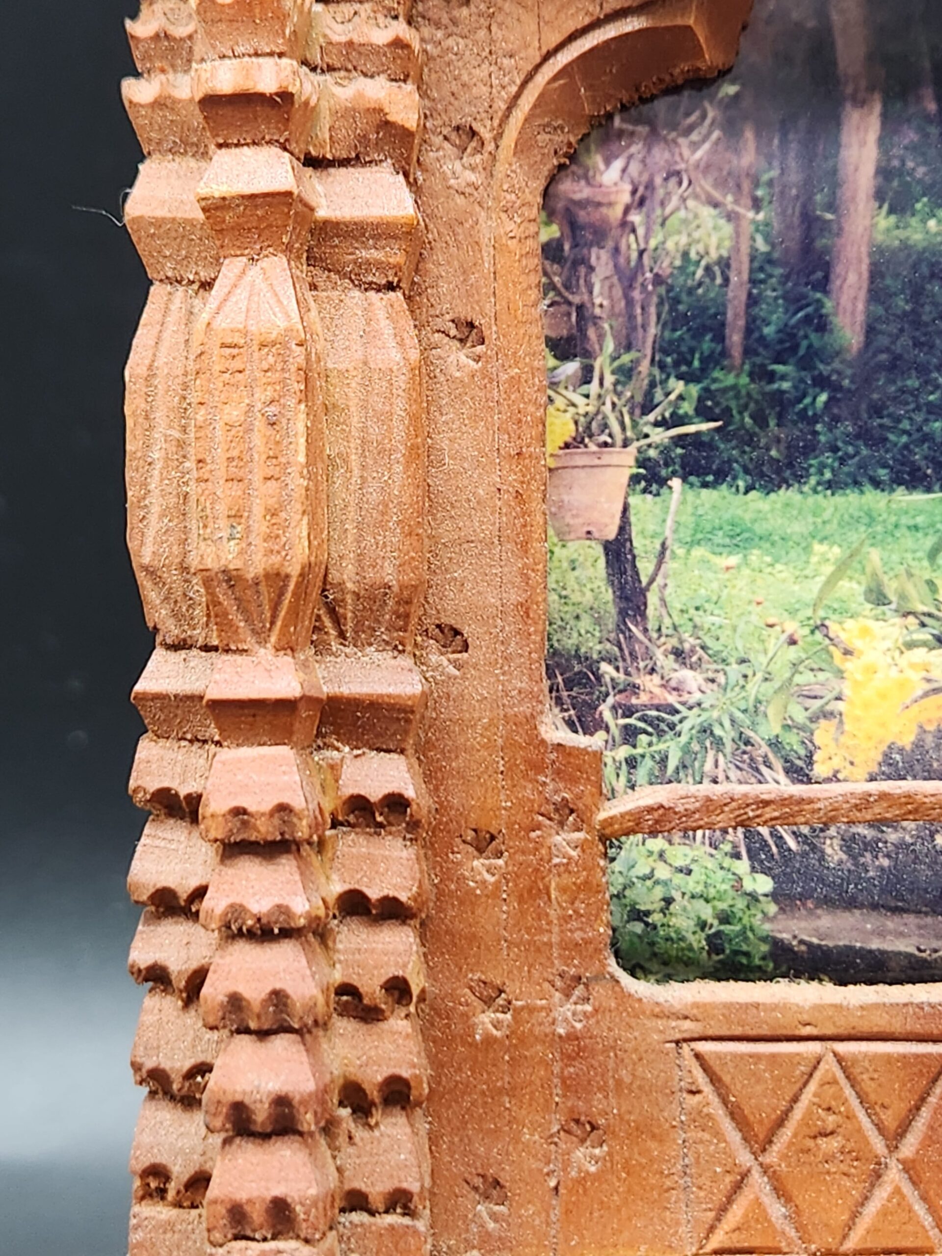 Mid-1900's Japanese Hand Carved Temple Picture Frame - Image 3