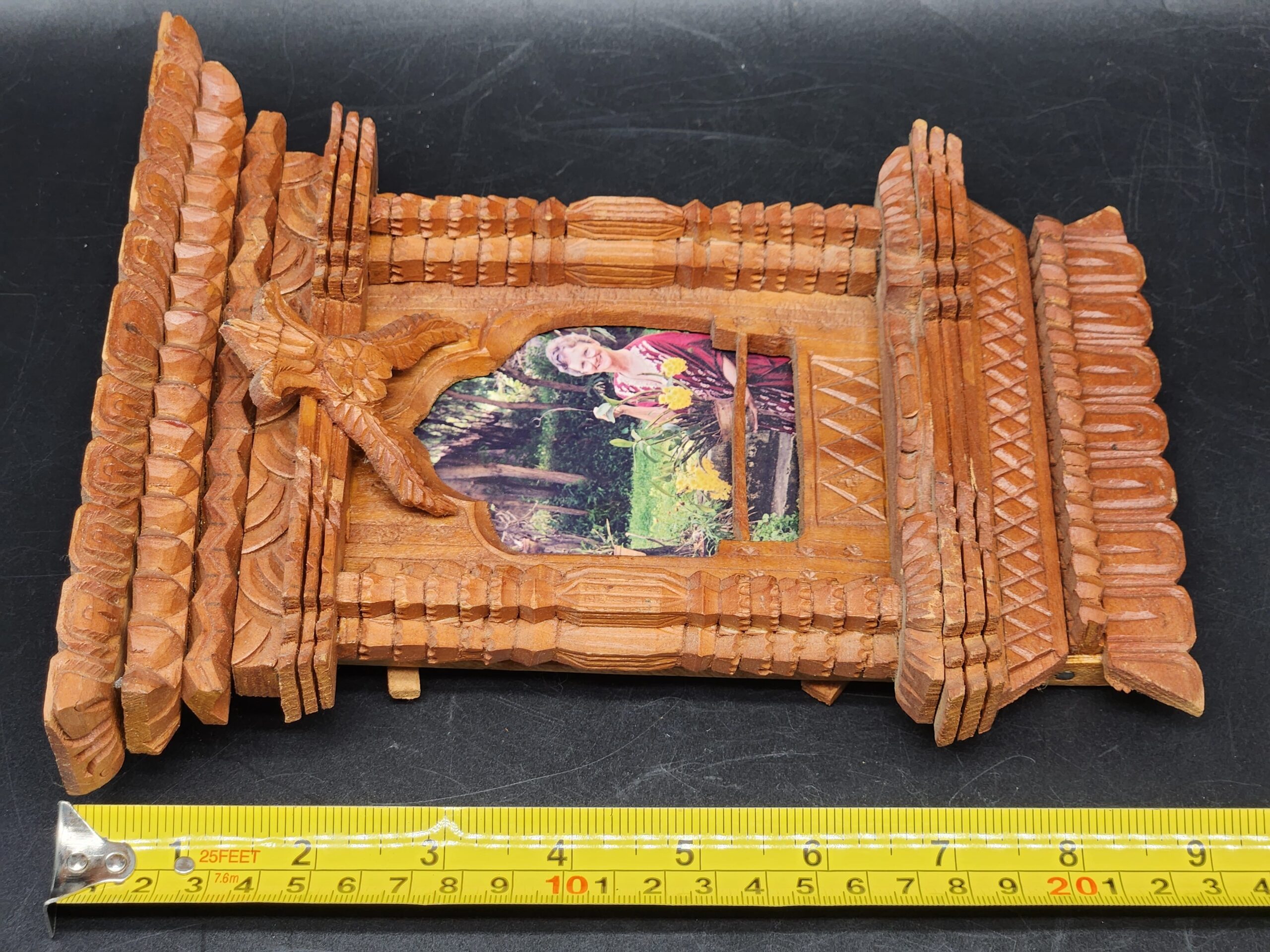 Mid-1900's Japanese Hand Carved Temple Picture Frame - Image 7
