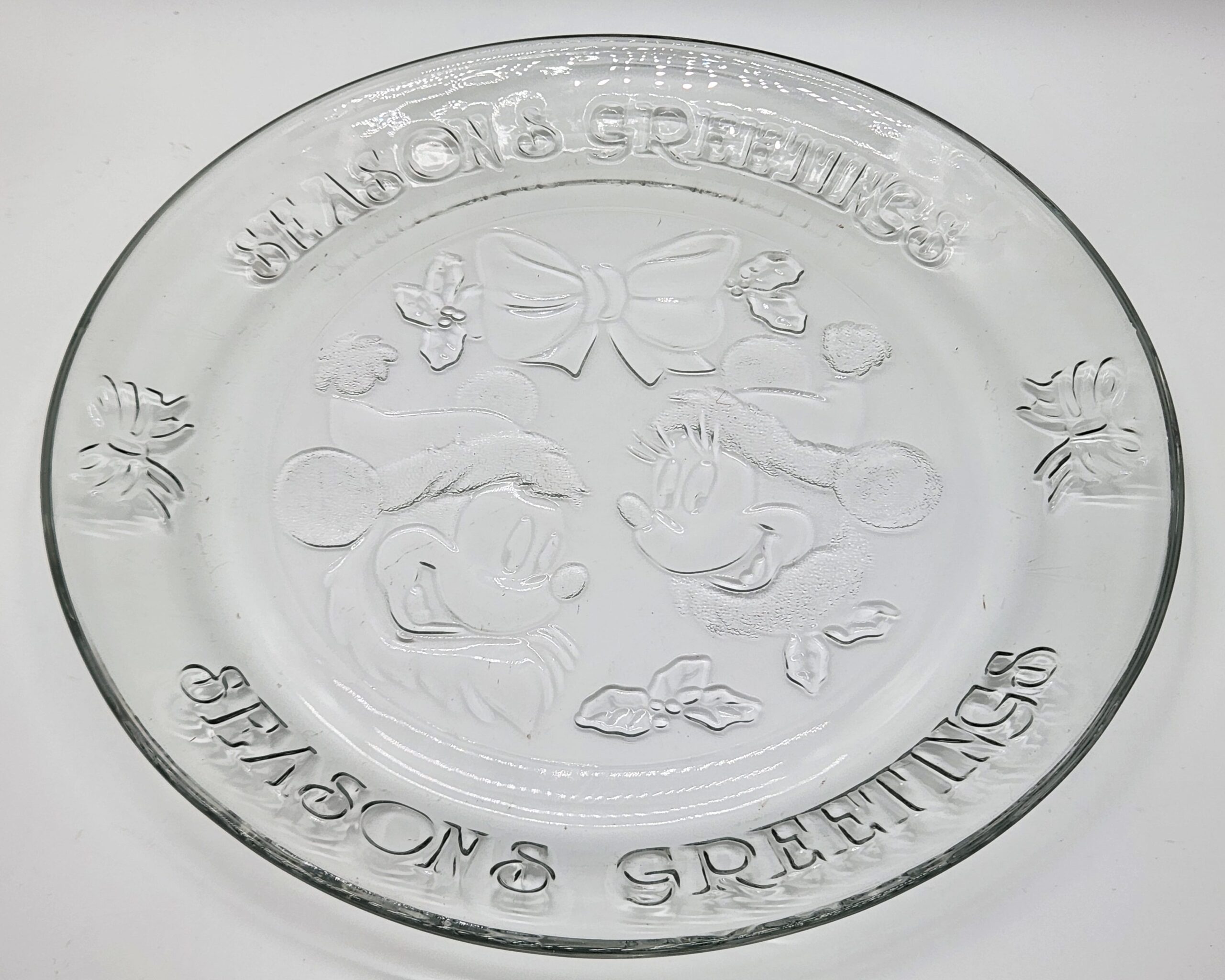 Anchor Hocking Disney Mickey & Minnie Mouse Christmas "Seasons Greetings" Platter - Image 6