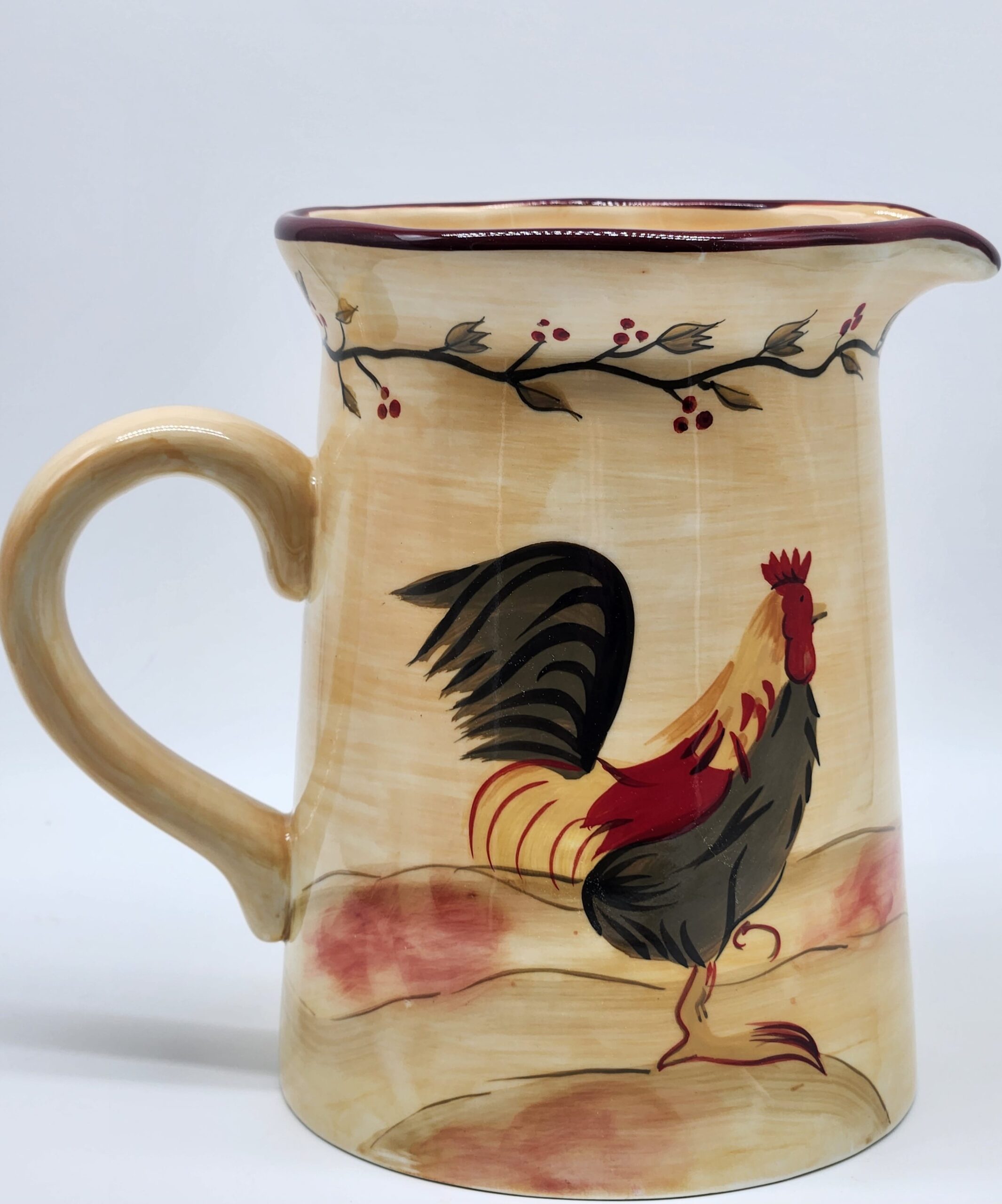 Hand Painted Ceramic Rooster Pitcher - Cottagecore Country Farmhouse - Image 2