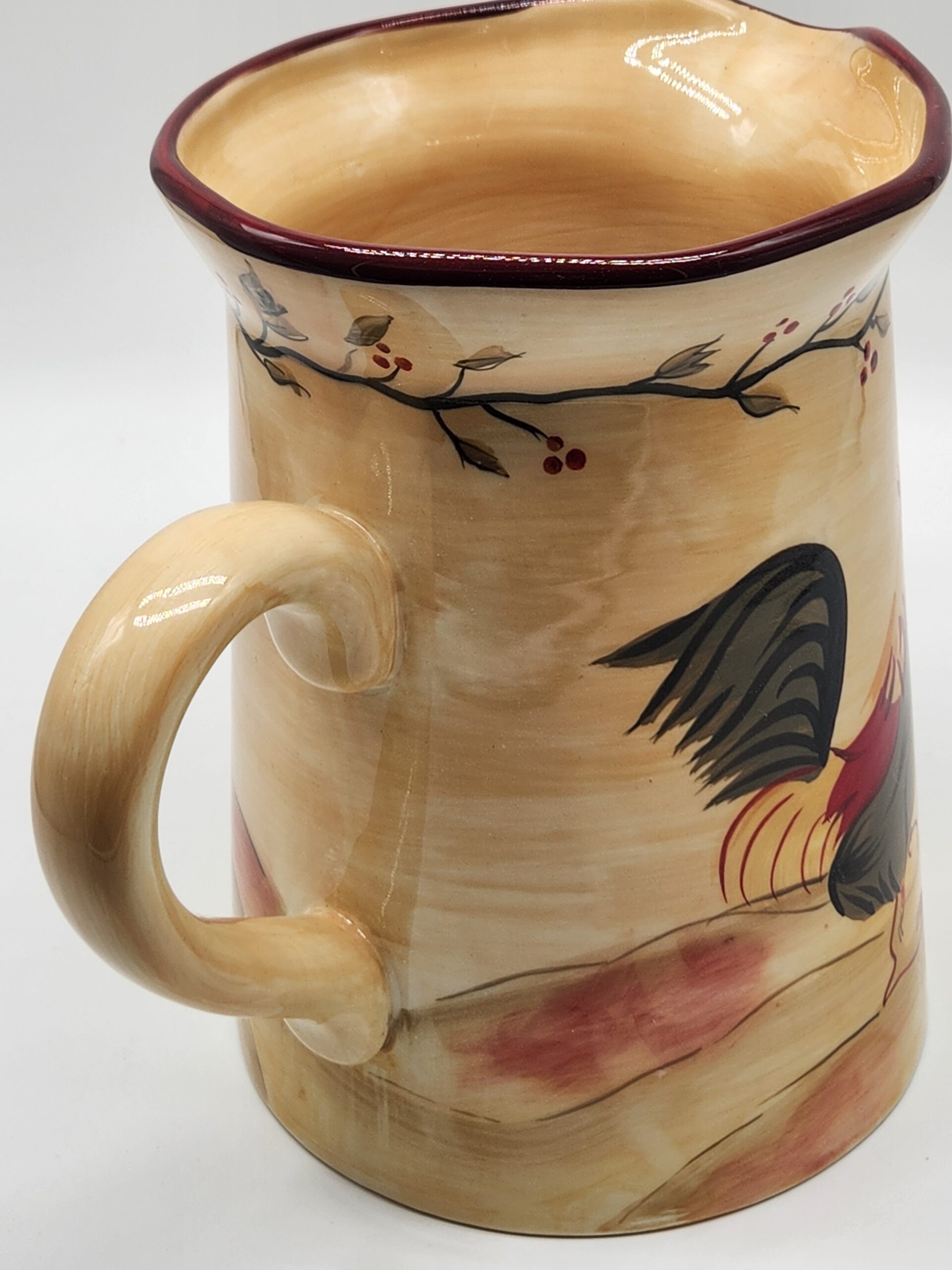 Hand Painted Ceramic Rooster Pitcher - Cottagecore Country Farmhouse - Image 4