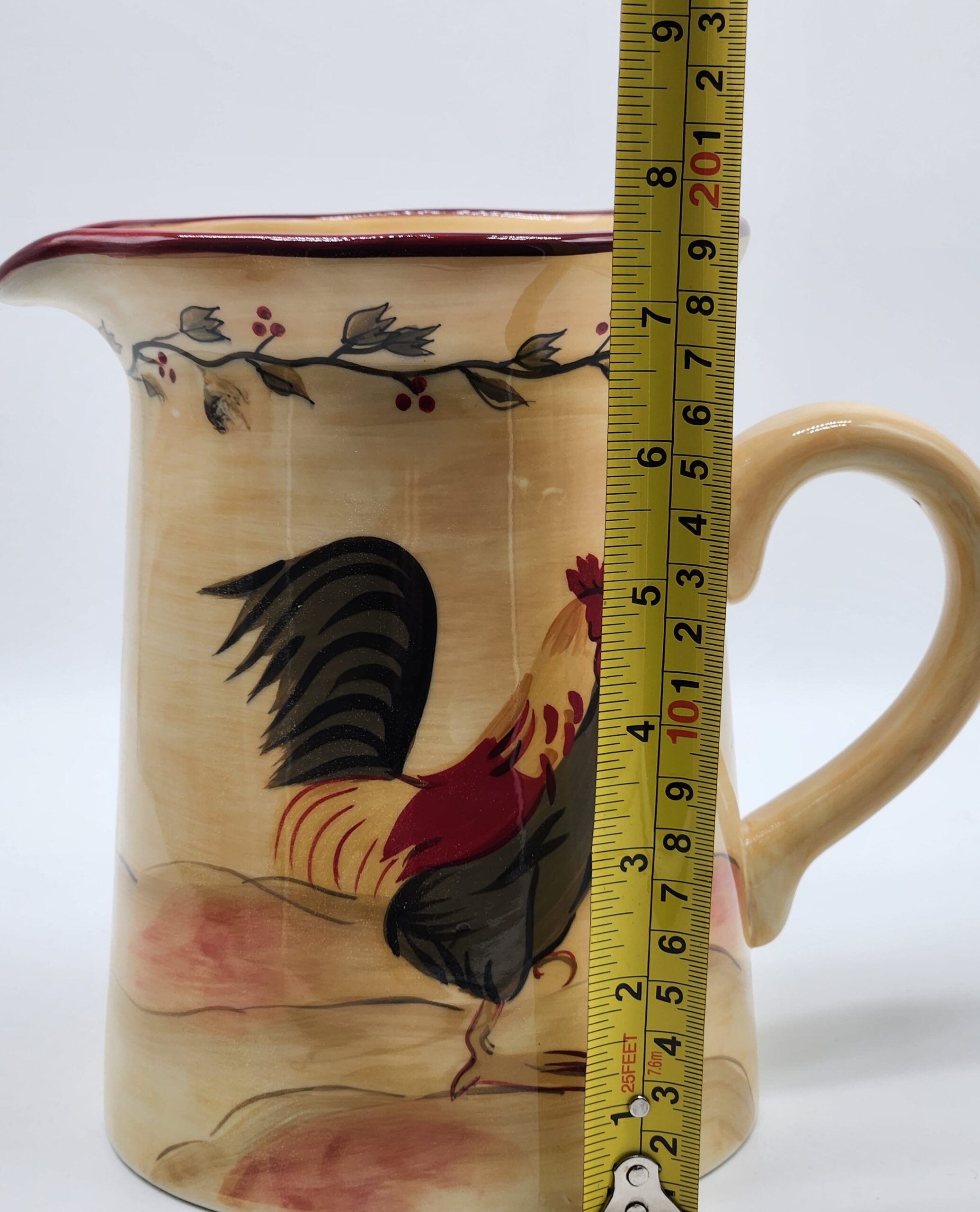 Hand Painted Ceramic Rooster Pitcher - Cottagecore Country Farmhouse - Image 7