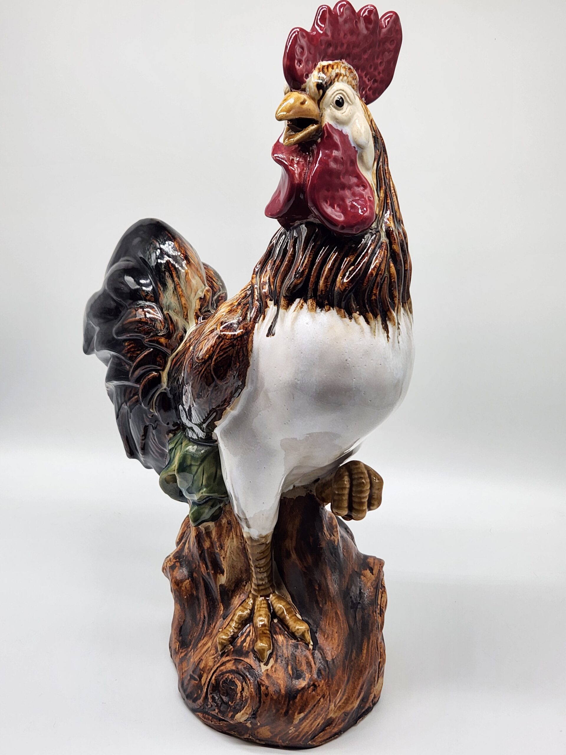 Ceramic Rooster Statue Large Poly-Chromed Majolica 16.5"T x 12 L x 6"W - Image 4