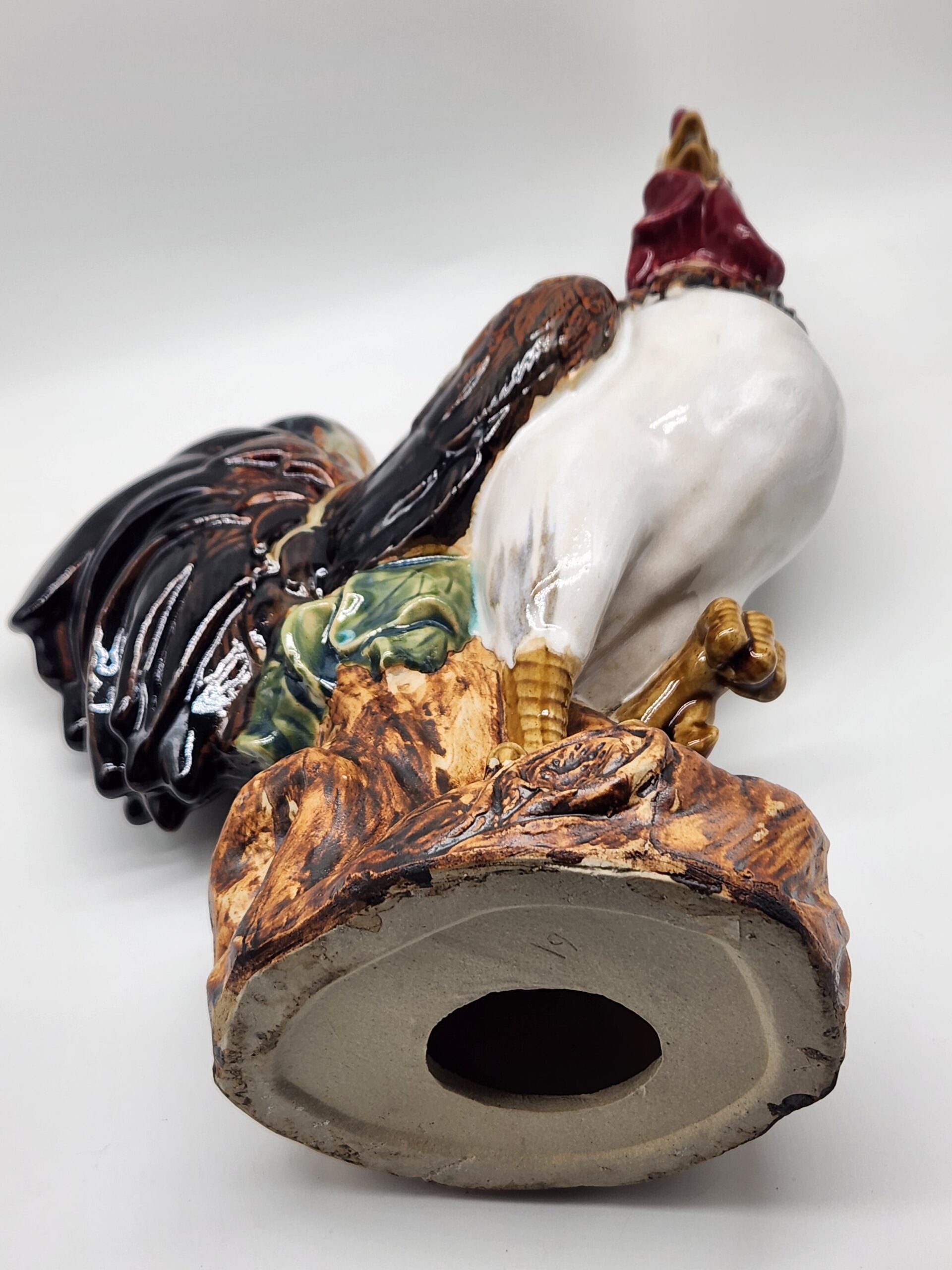 Ceramic Rooster Statue Large Poly-Chromed Majolica 16.5"T x 12 L x 6"W - Image 7