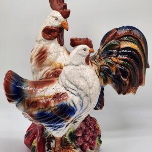 Vintage Italian Hand Painted Majolica Rooster w/ Crackle Glaze