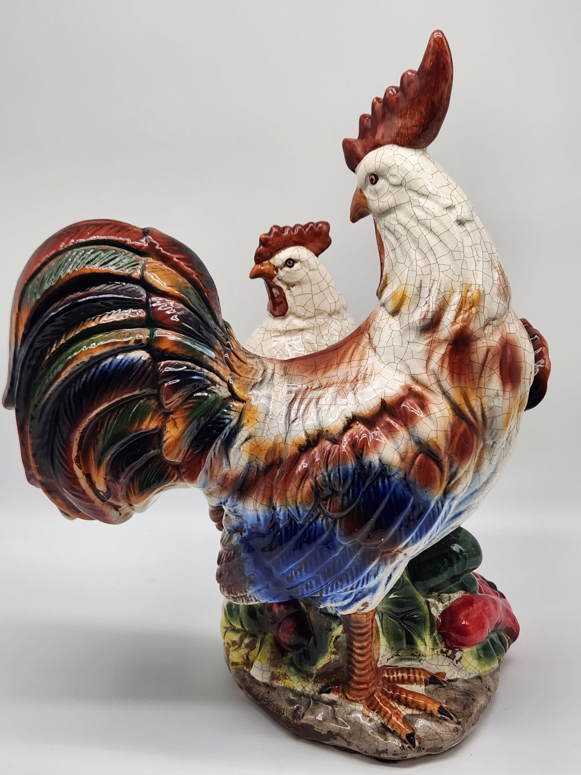 Vintage Italian Hand Painted Majolica Rooster w/ Crackle Glaze - Image 7