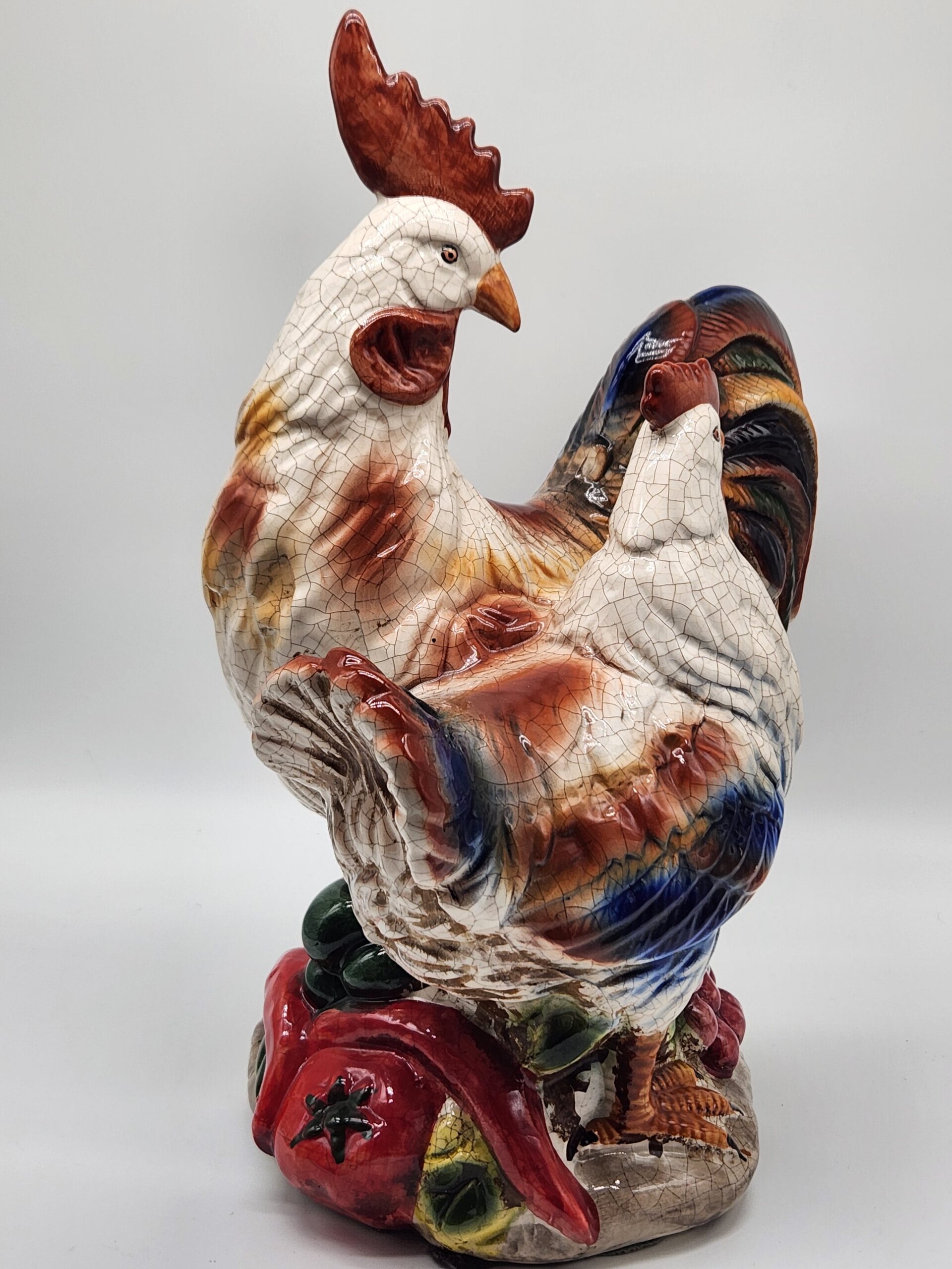 Vintage Italian Hand Painted Majolica Rooster w/ Crackle Glaze - Image 3