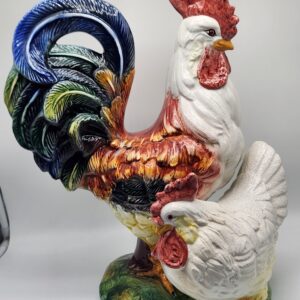 Italian Hand Painted Majolica Rooster w/ Crackle Glaze