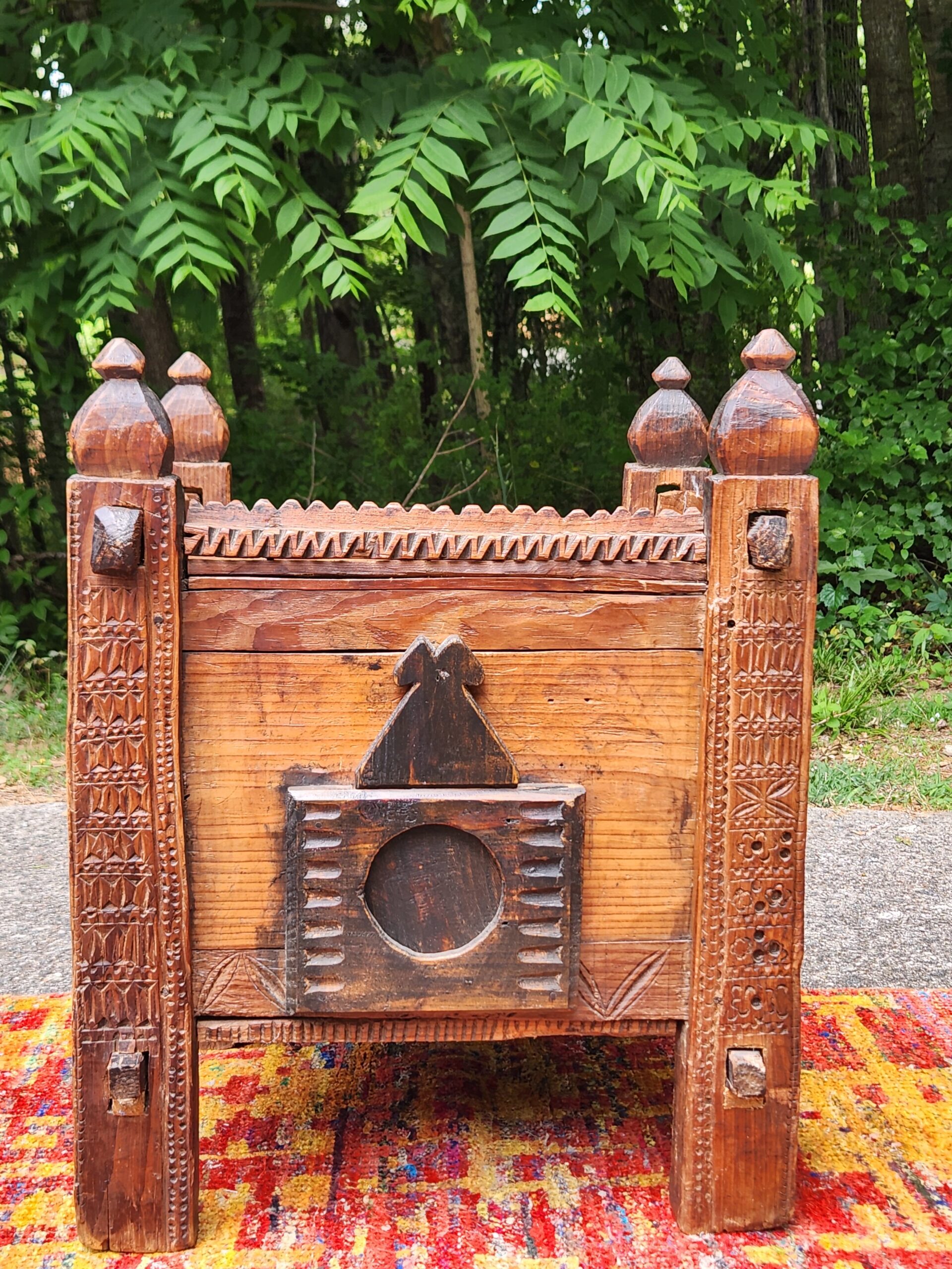 Moroccan Berber Hand-Carved Sunduk Grain Chest / Dowry Chest