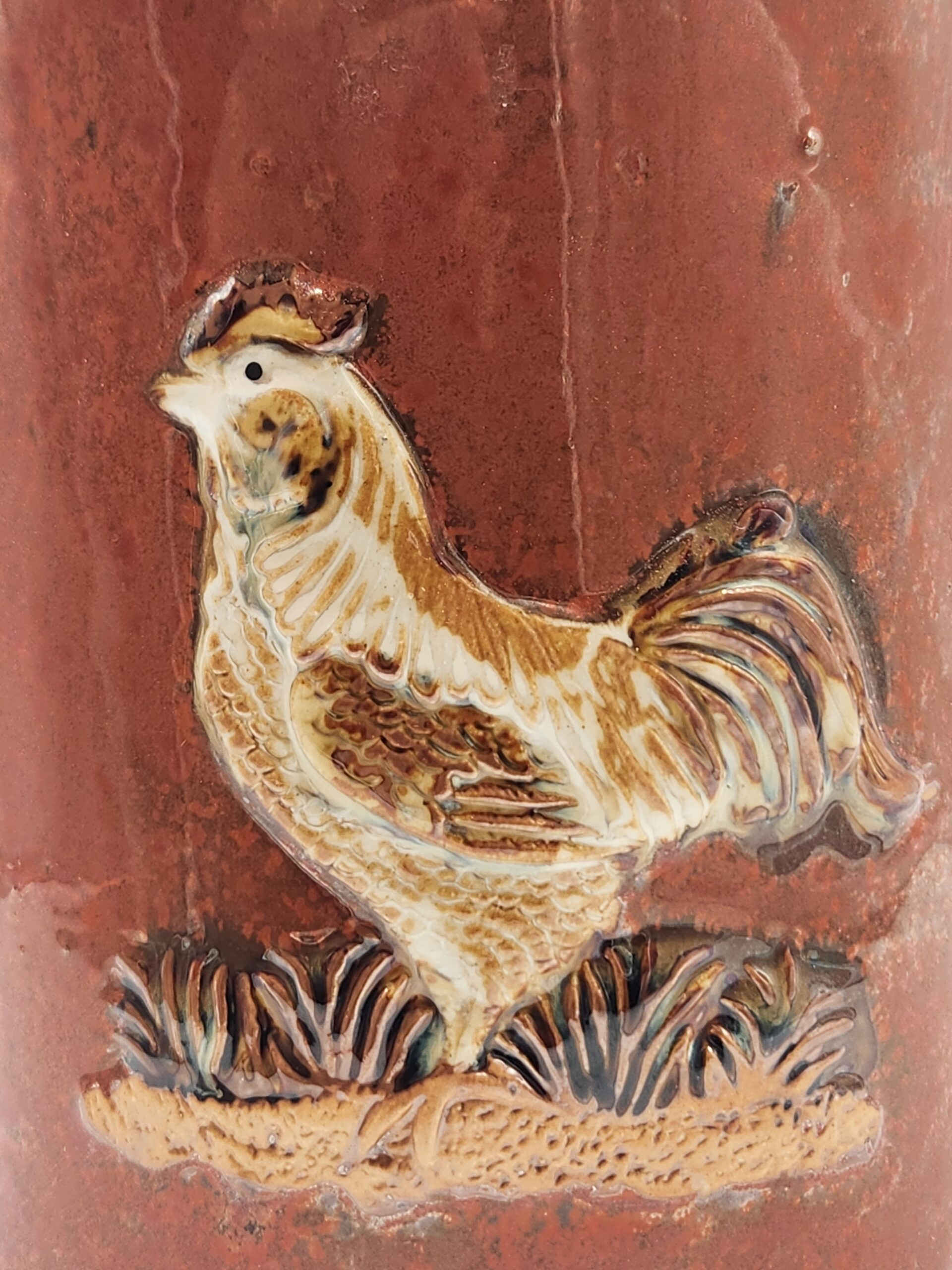 Glazed Stoneware Jug w/ Embossed Rooster - Country Clutter - Cottage Core – Farmhouse - Image 5