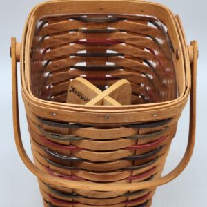 Vintage 1995 Longaberger Hand Woven Large Peg Basket w/ Protective Liner & Divider