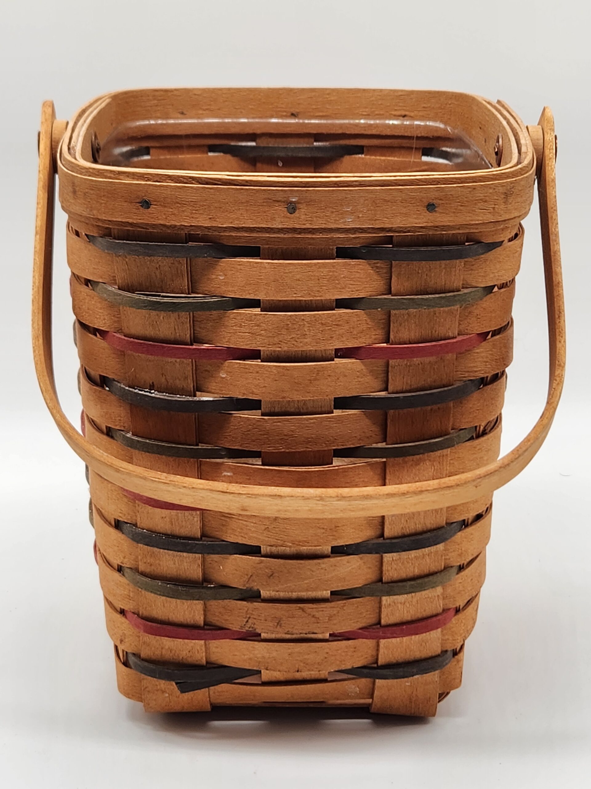 Vintage 1995 Longaberger Hand Woven Large Peg Basket w/ Protective Liner & Divider - Image 2