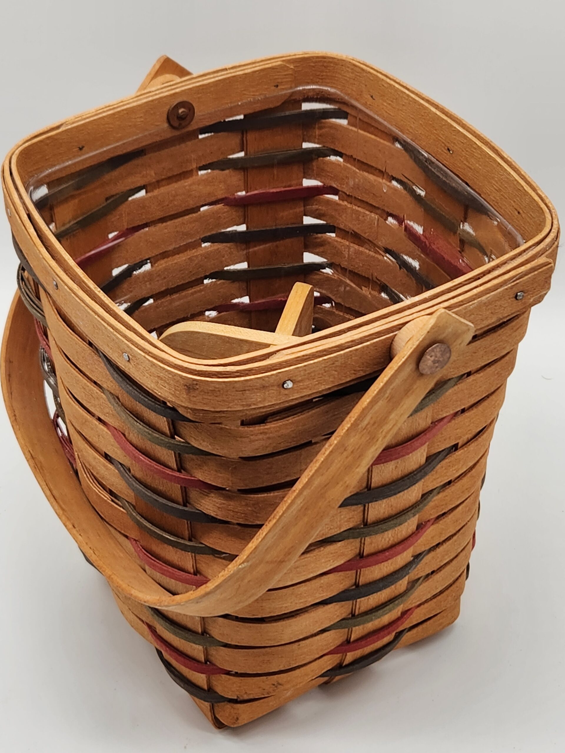 Vintage 1995 Longaberger Hand Woven Large Peg Basket w/ Protective Liner & Divider - Image 3