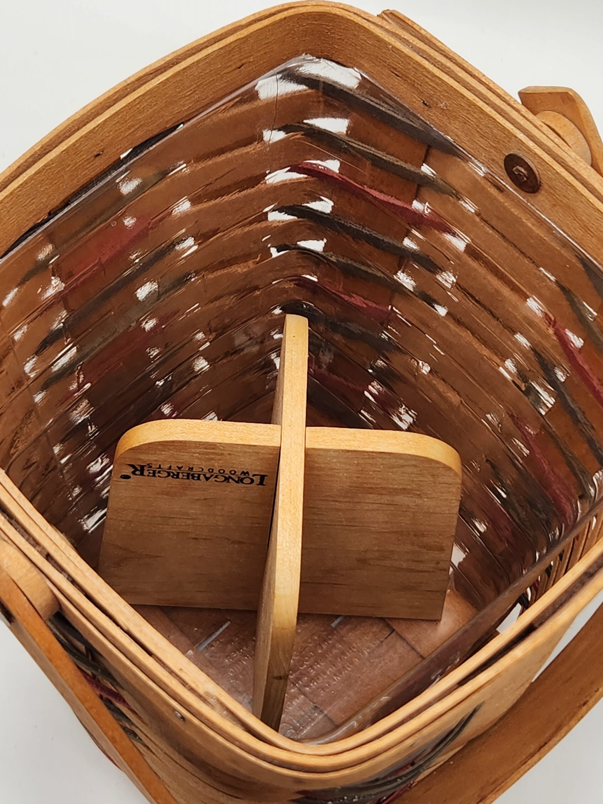 Vintage 1995 Longaberger Hand Woven Large Peg Basket w/ Protective Liner & Divider - Image 5