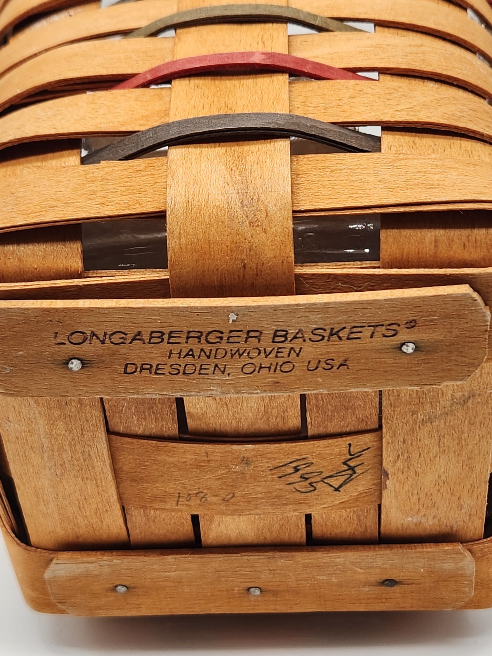 Vintage 1995 Longaberger Hand Woven Large Peg Basket w/ Protective Liner & Divider - Image 6