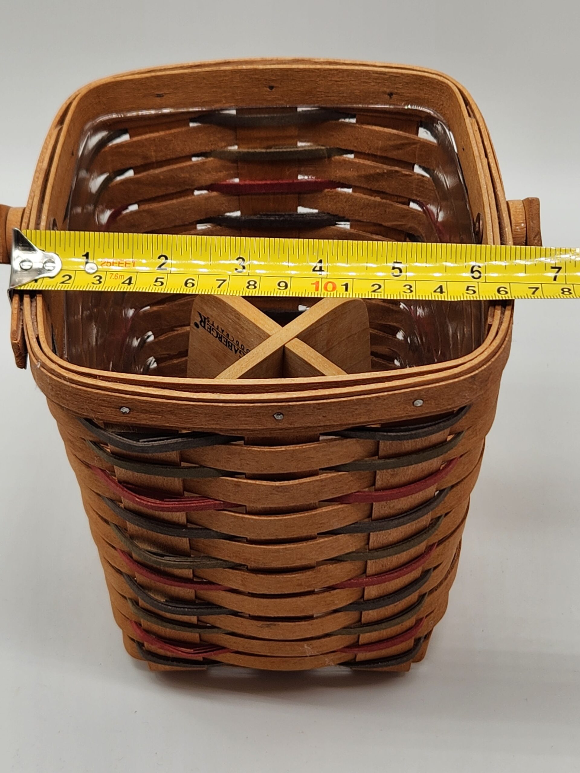Vintage 1995 Longaberger Hand Woven Large Peg Basket w/ Protective Liner & Divider - Image 8