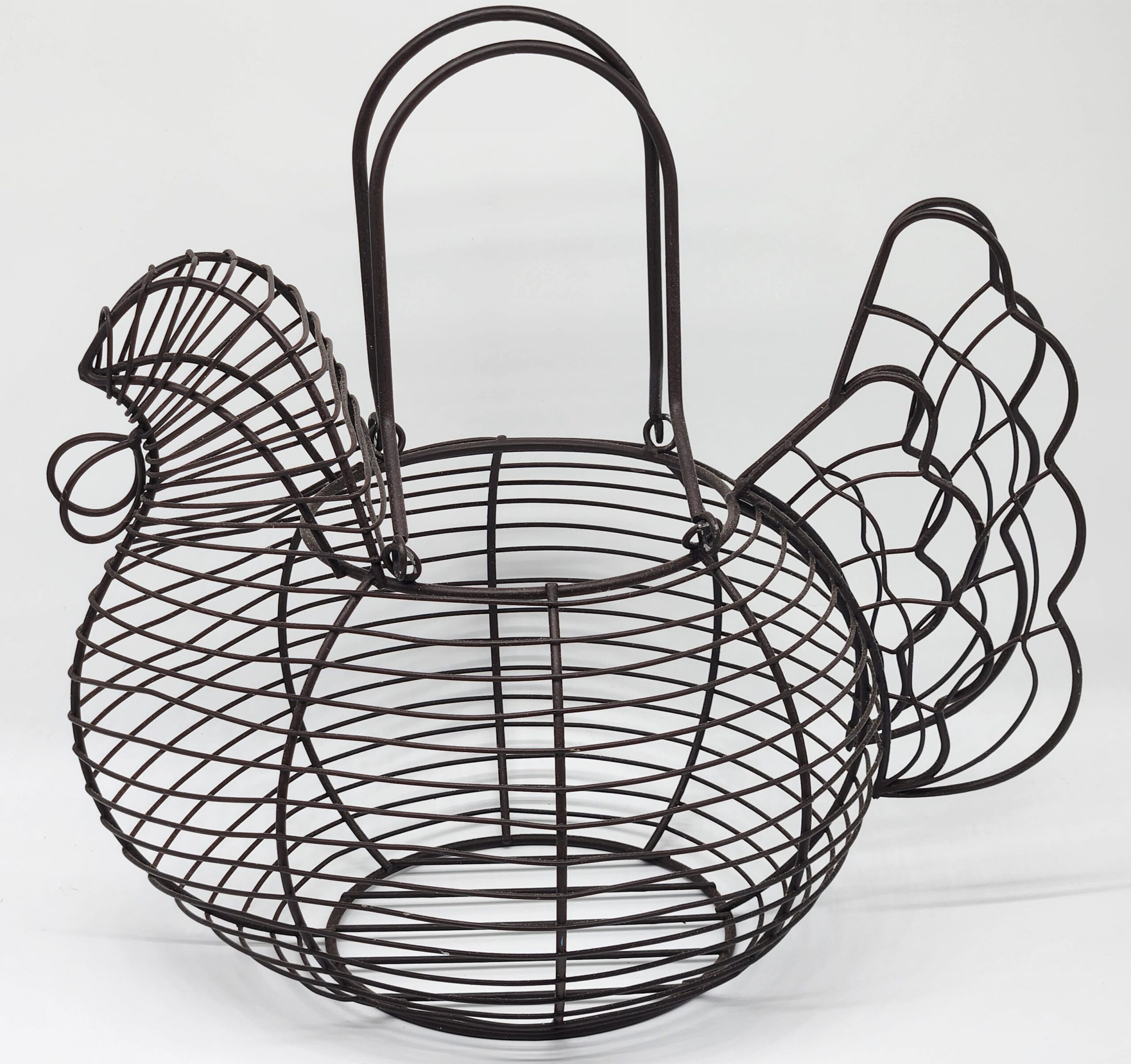 Dark Brown Wire Chicken Egg Gathering Basket - Cottagecore Country