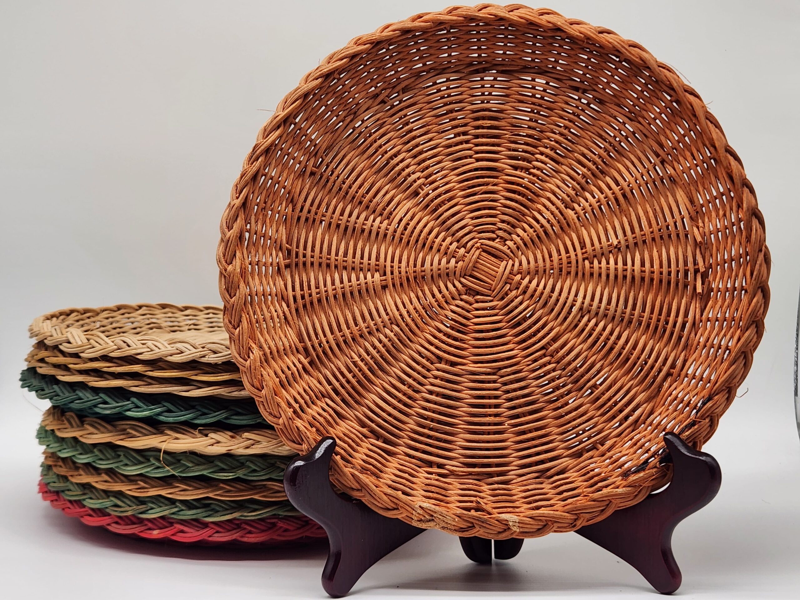 Vintage Woven Wicker Paper Plate Holders - Set of 10