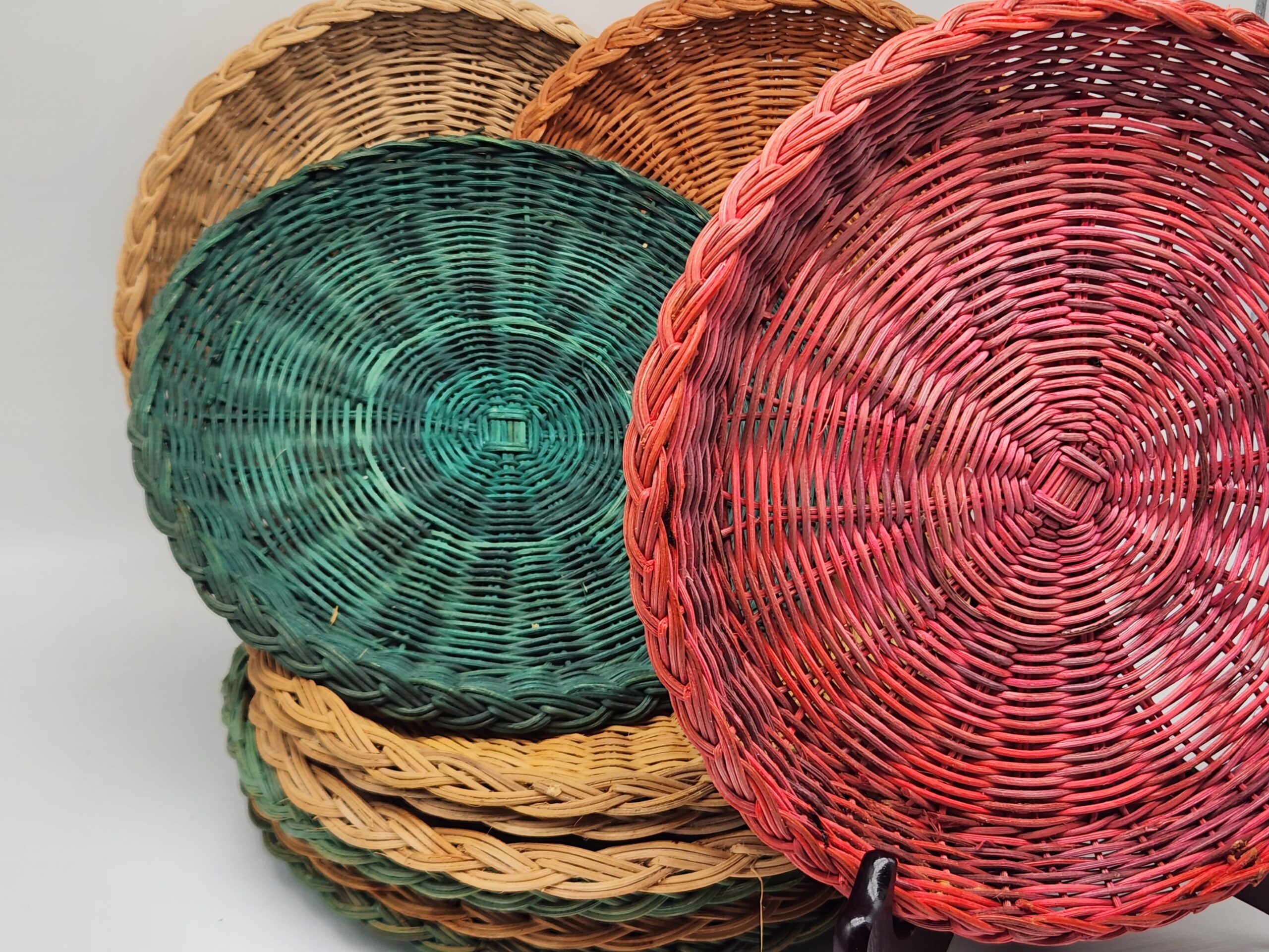 Vintage Woven Wicker Paper Plate Holders - Set of 10 - Image 3