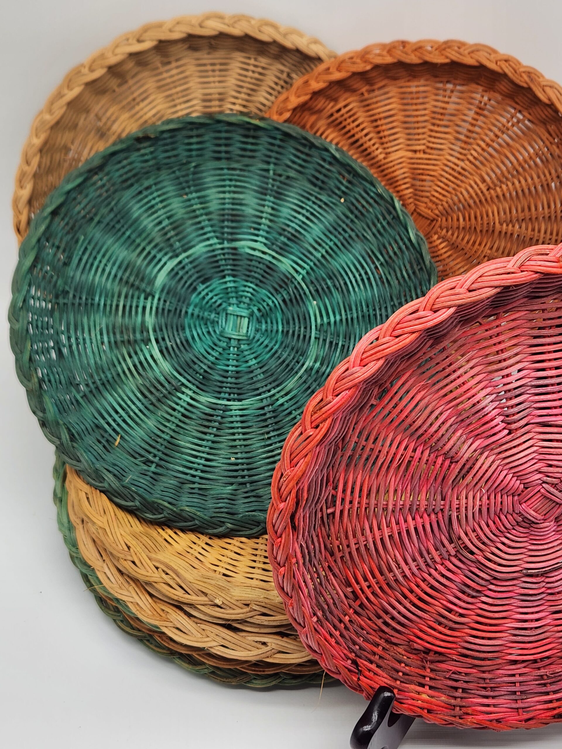 Vintage Woven Wicker Paper Plate Holders - Set of 10 - Image 4