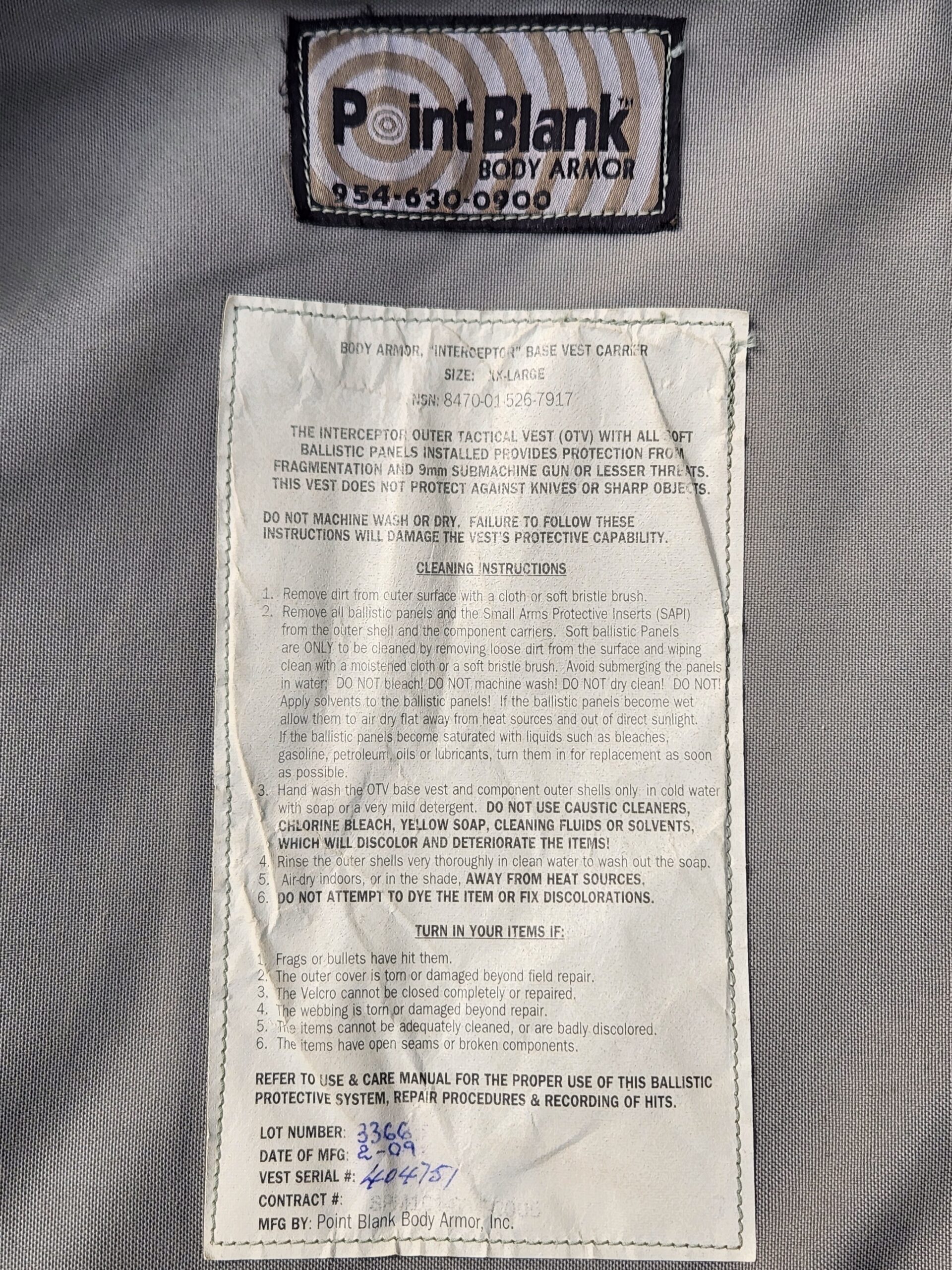Point Blank Interceptor Body Armor (IBA) Plate Carrier (UCP) WITH 7.62 Plates & MORE – XXL - Image 2