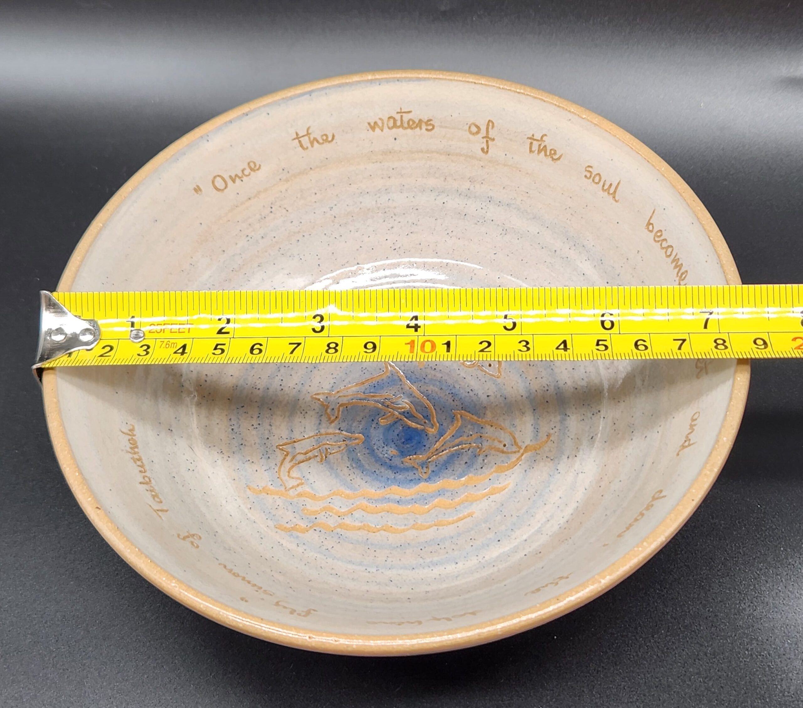 Studio Art Pottery Bowl Hand-Painted Dolphin Motif - Image 7