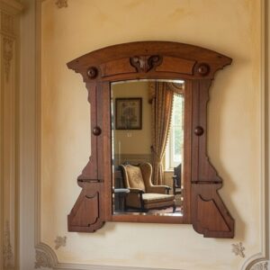 Renaissance Revival Style Wall Mirror - Solid Oak - 29" x 31.5"