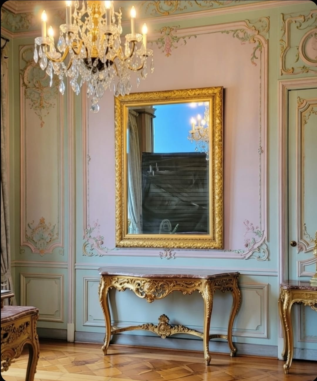 French Louis XV Style Foliate Gold Frame & Beveled Glass Wall Mirror – 30"x42" - Image 8